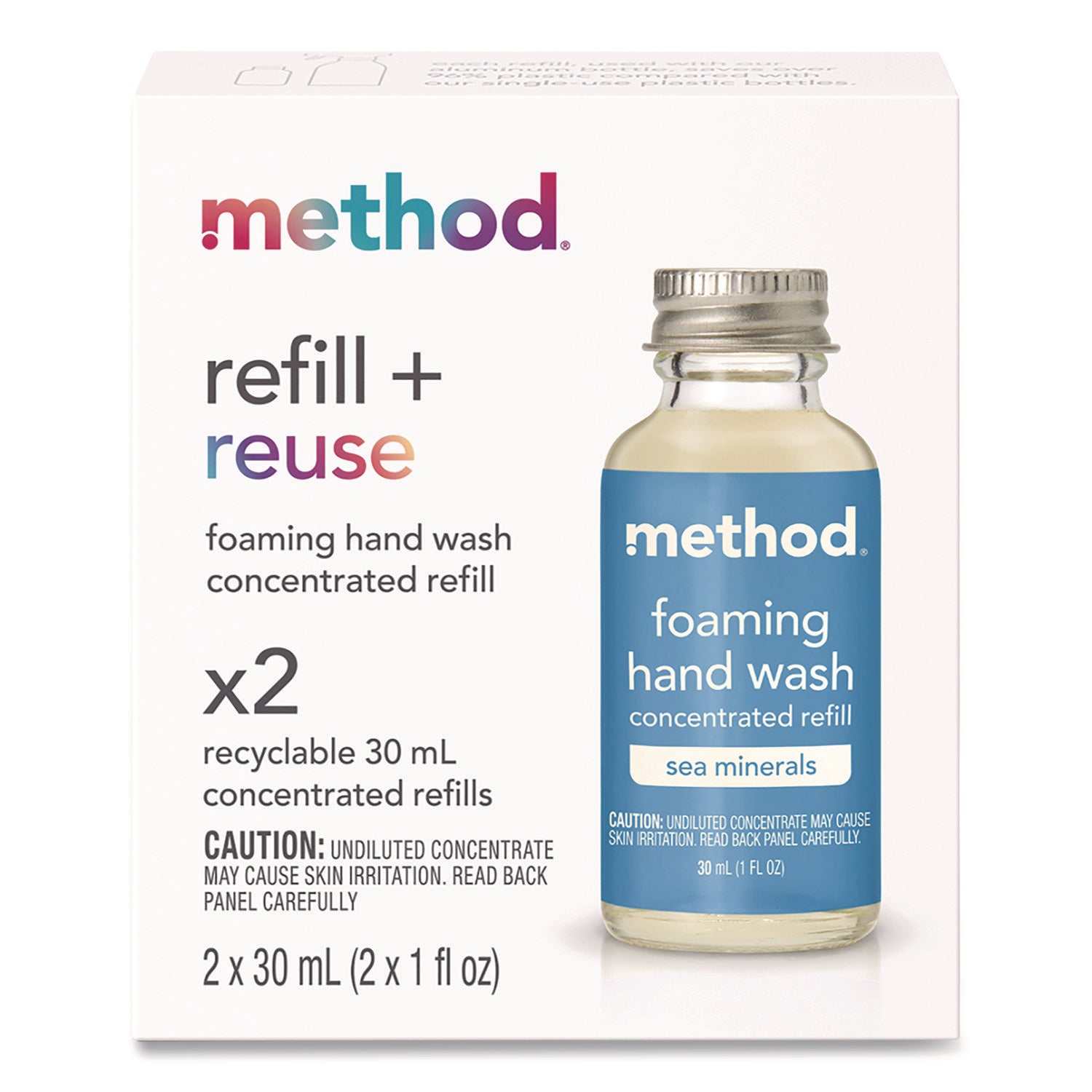 Method® Refill + Reuse Foaming Hand Soap Refill, Sea Minerals, 1 oz Refill Bottle, 2/Pack