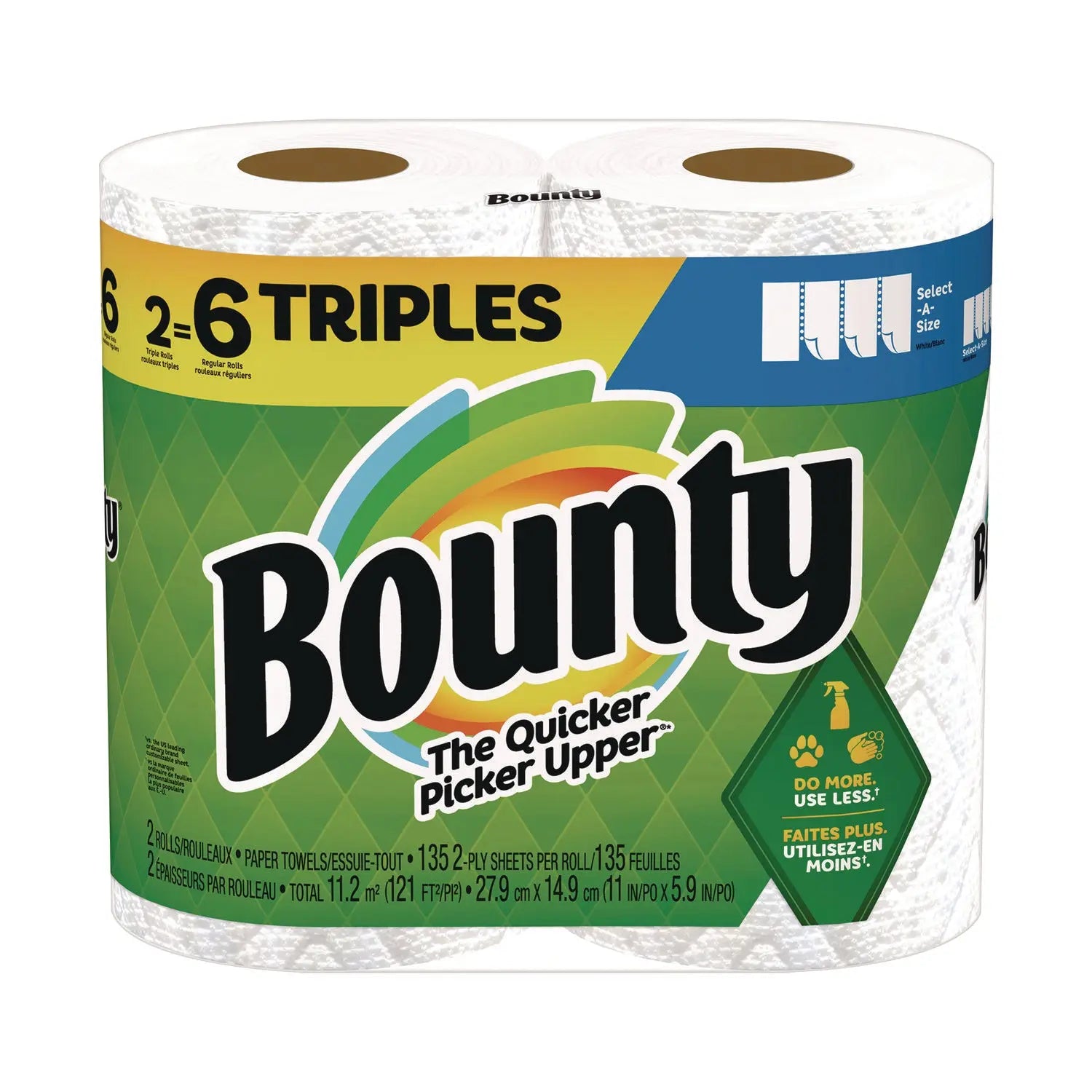 Bounty® Select-a-Size Kitchen Roll Paper Towels, 2-Ply, 11 x 5.9, White, 135 Sheets/Roll, 2 Rolls/Pack Bounty® Flipcost