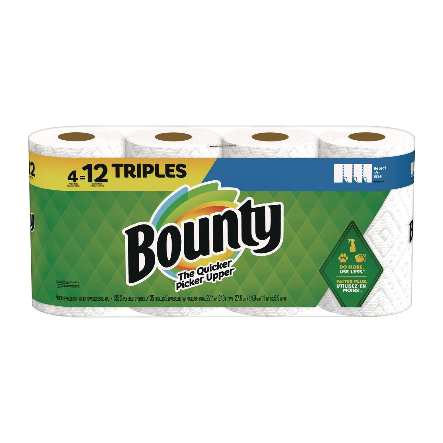 Bounty® Select-a-Size Kitchen Roll Paper Towels, 2-Ply, 11 x 5.9, White, 135 Sheets/Roll, 4 Rolls/Pack Bounty® Flipcost