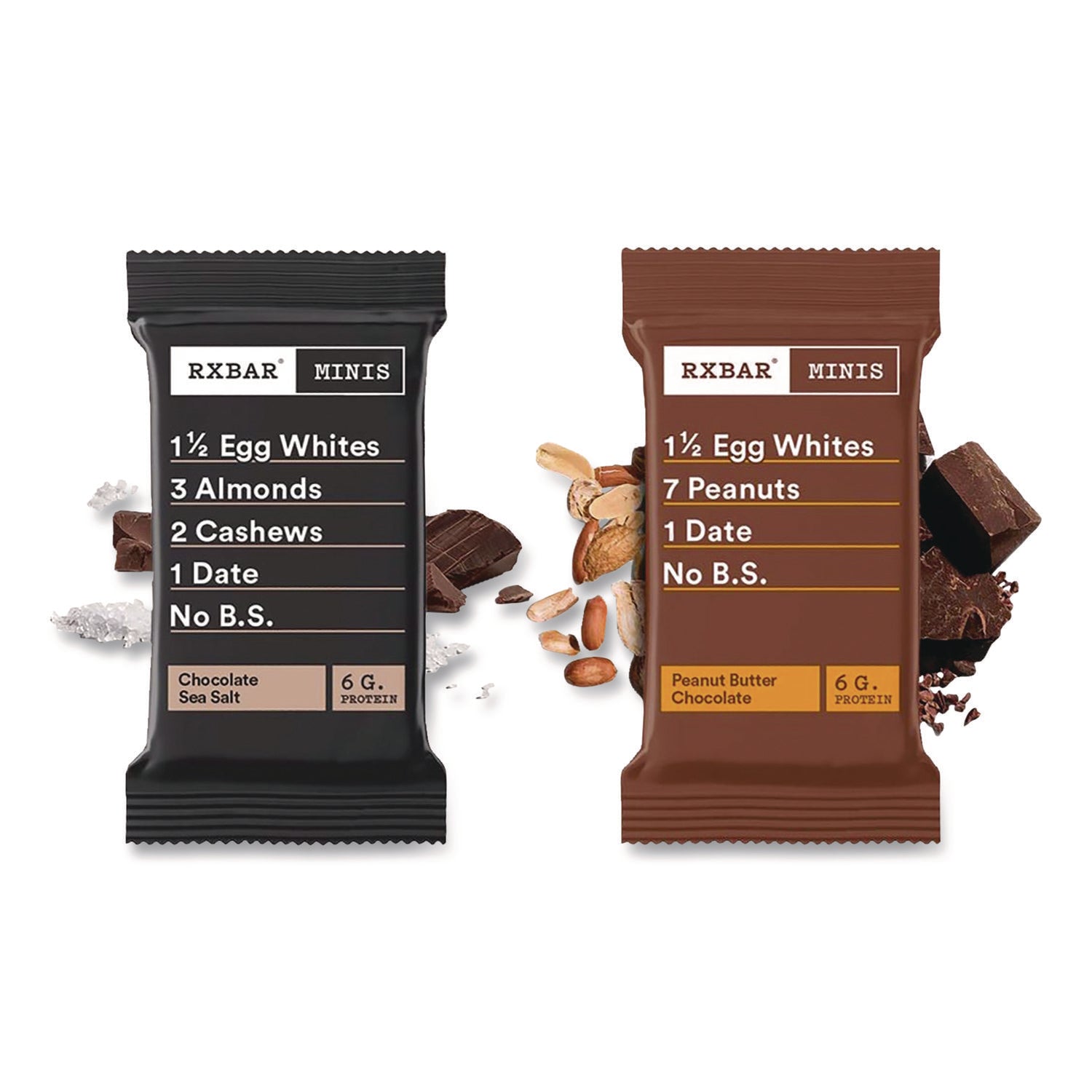 RXBAR® Minis Protein Bars, Chocolate Sea Salt and Peanut Butter Chocolate, 0.9 oz Bar, 8/Box