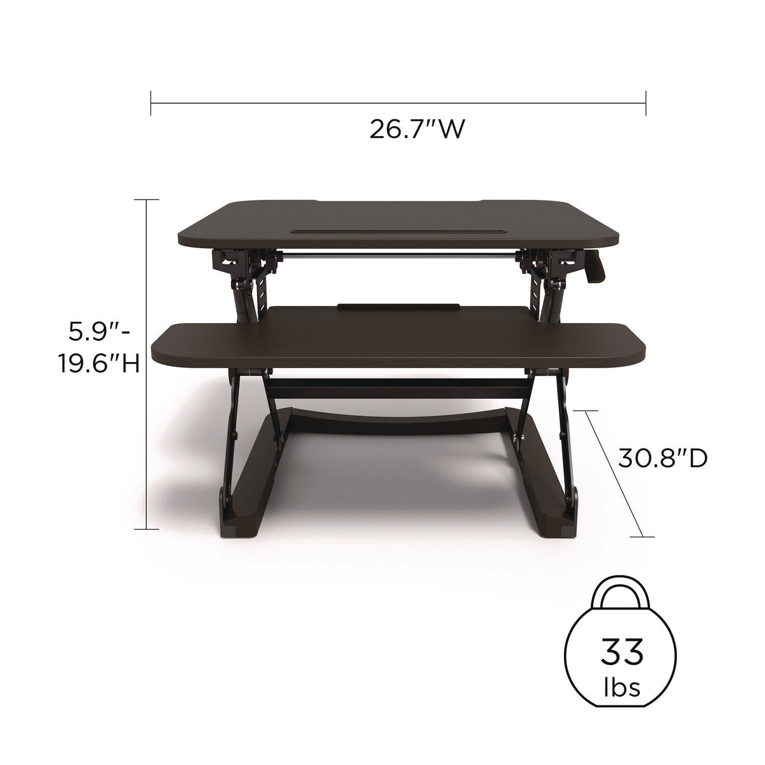 FlexFit Manual Adjustable Desk Converter, 26.7 x 30.8 x 5.9 to 19.6, Black Union & Scale™ Flipcost