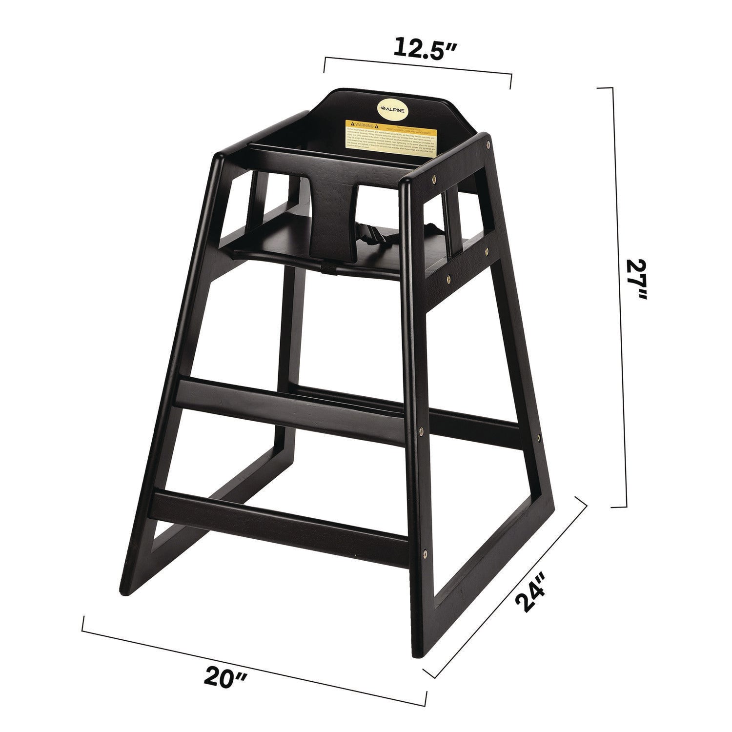 Wooden Stackable High Chair, Supports Up to 50 lb, 29.02" h, Espresso Alpine Industries Flipcost