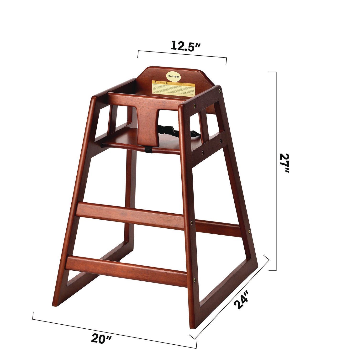 Wooden Stackable High Chair, Supports Up to 50 lb, 29.02" h, Mahogany Alpine Industries Flipcost