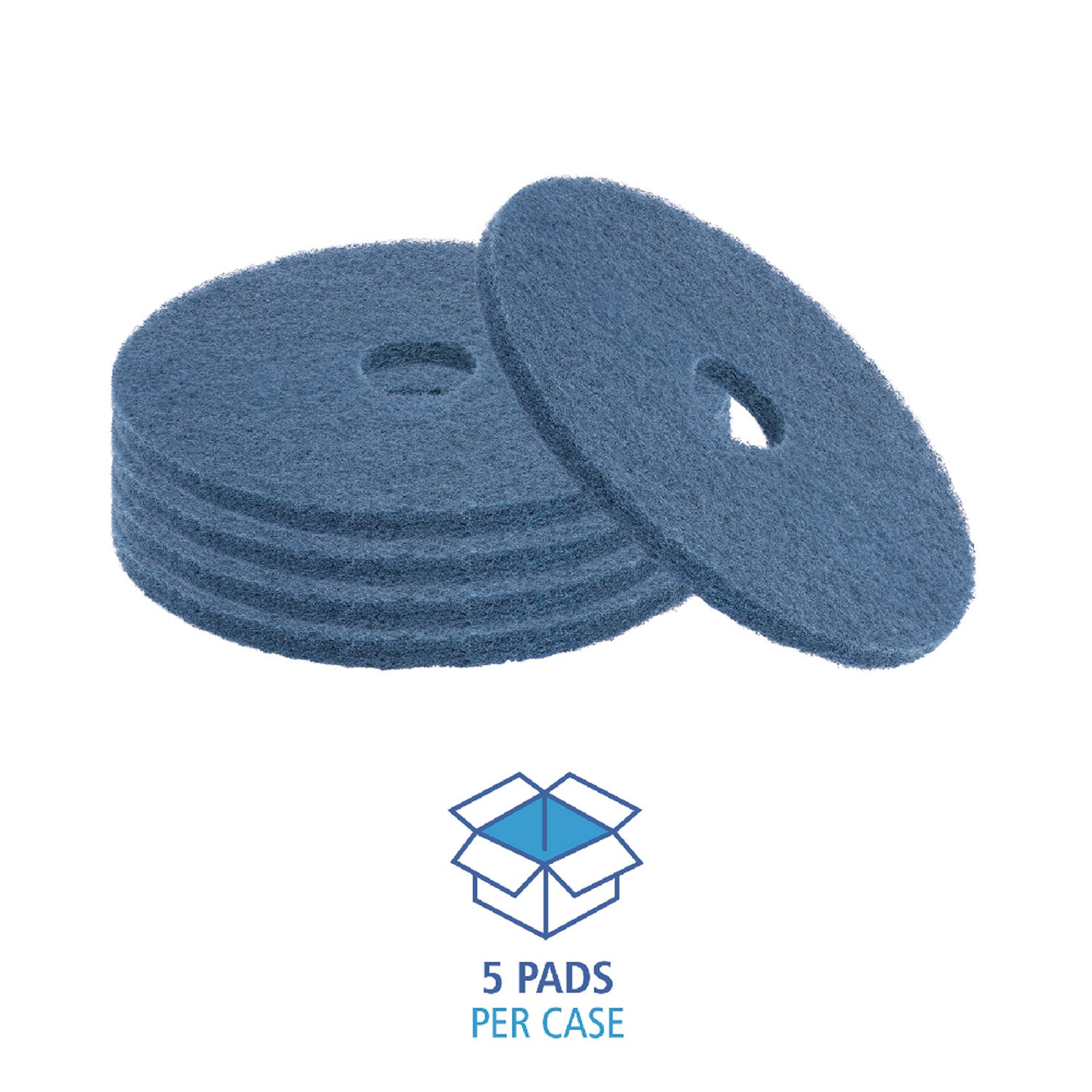 Boardwalk® Scrubbing Floor Pads, 13" Diameter, Blue, 5/Carton