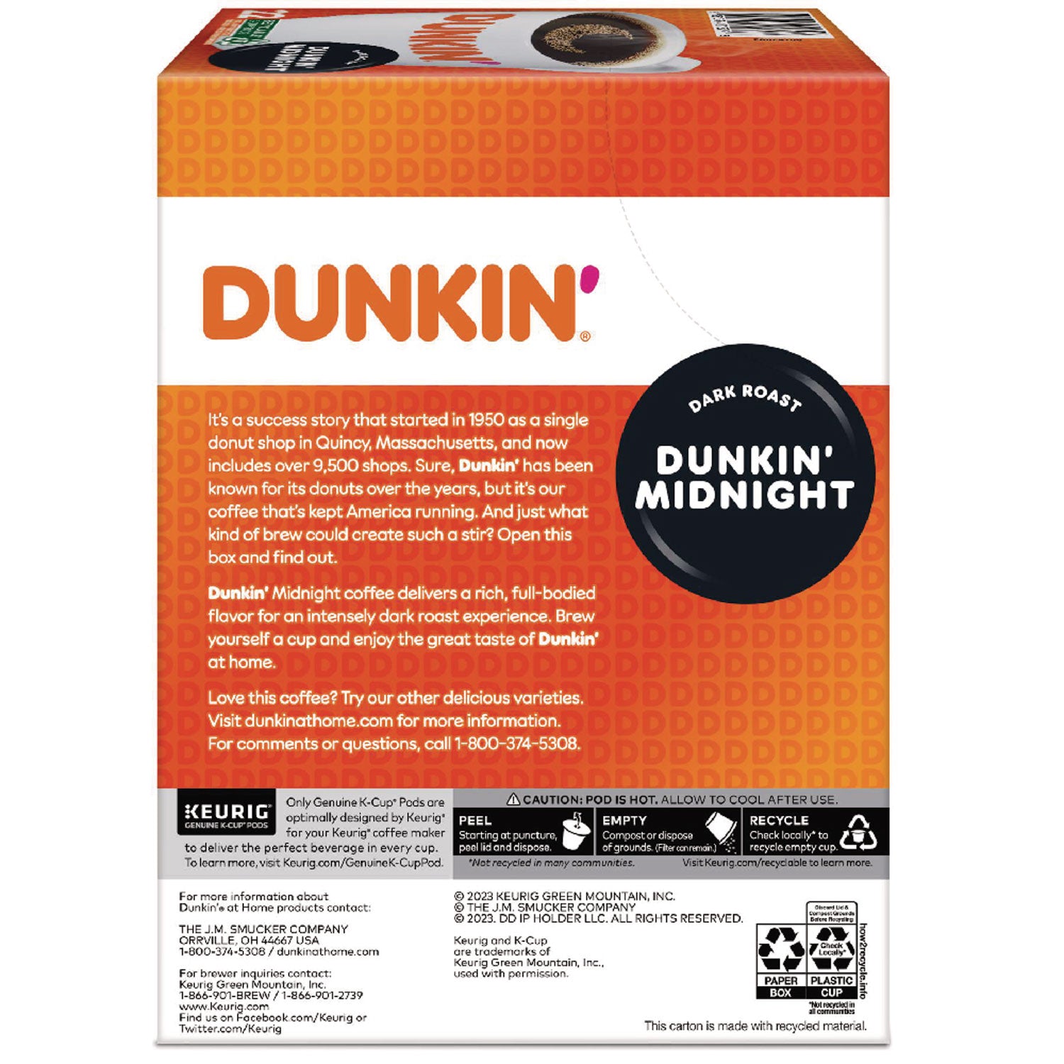 Dunkin Donuts® K-Cup Pods, Original Dark Roast, 22/Box