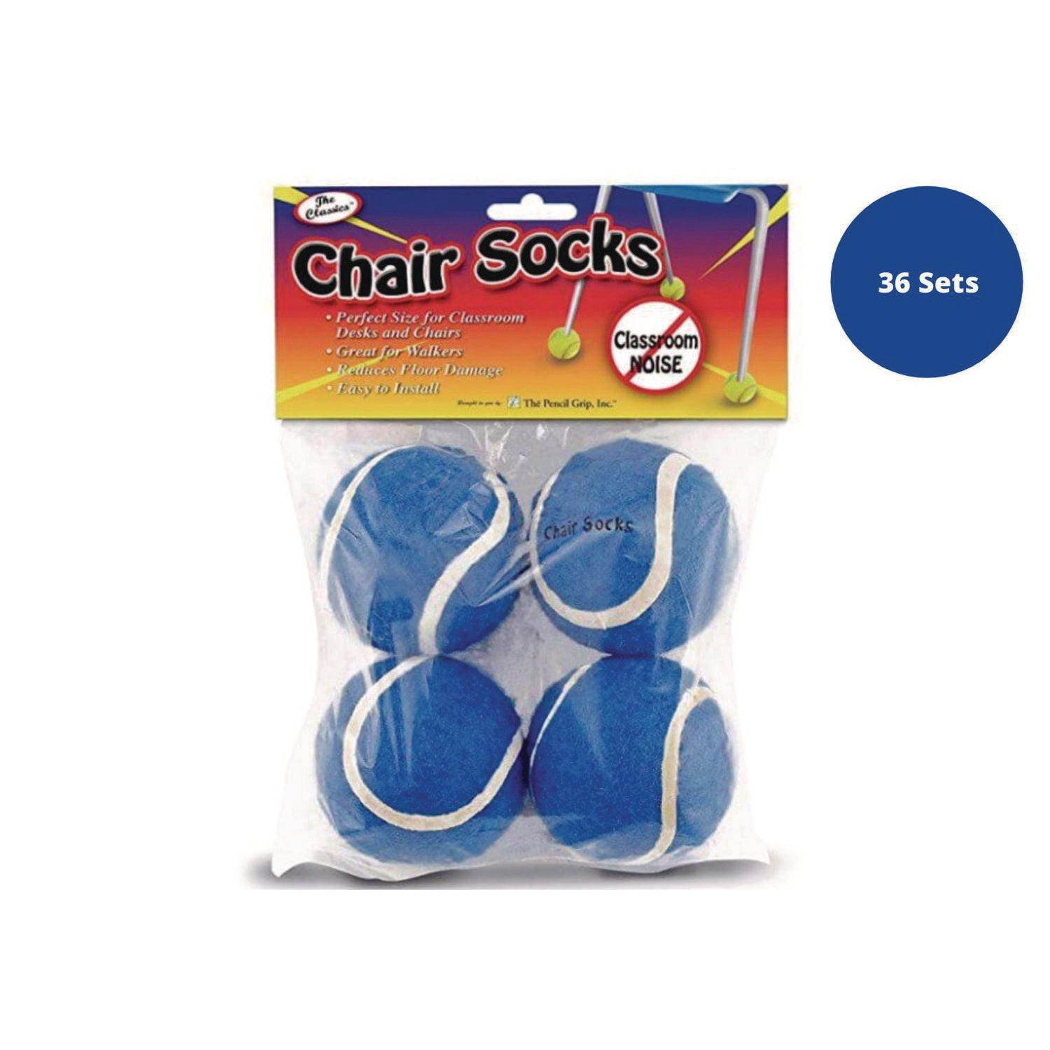 Chair Sox, 2.5", Blue Felt/Rubber, 4/Pack, 36 Packs/Carton TPG Creations™ Flipcost