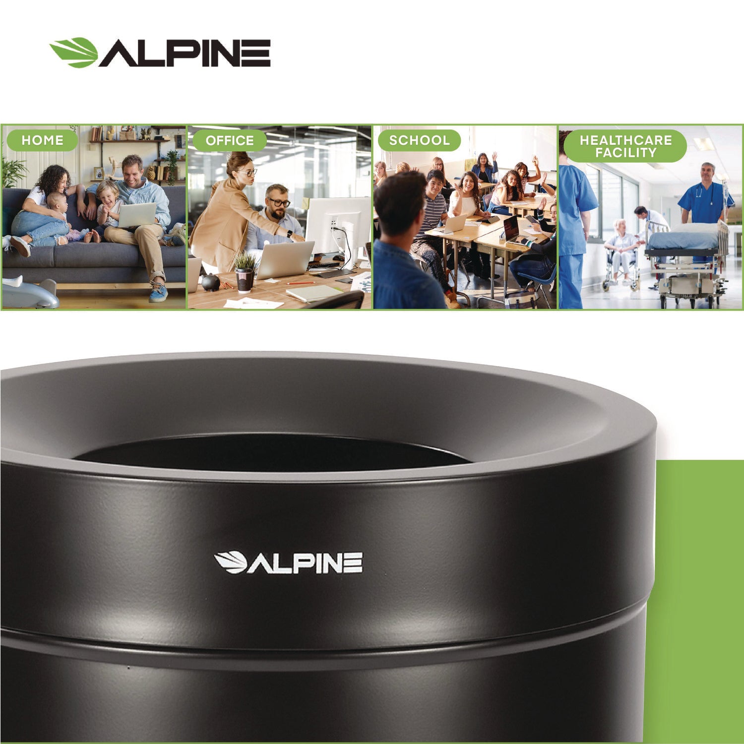 Alpine Industries 27 Gallon Black Stainless Steel Compost Can