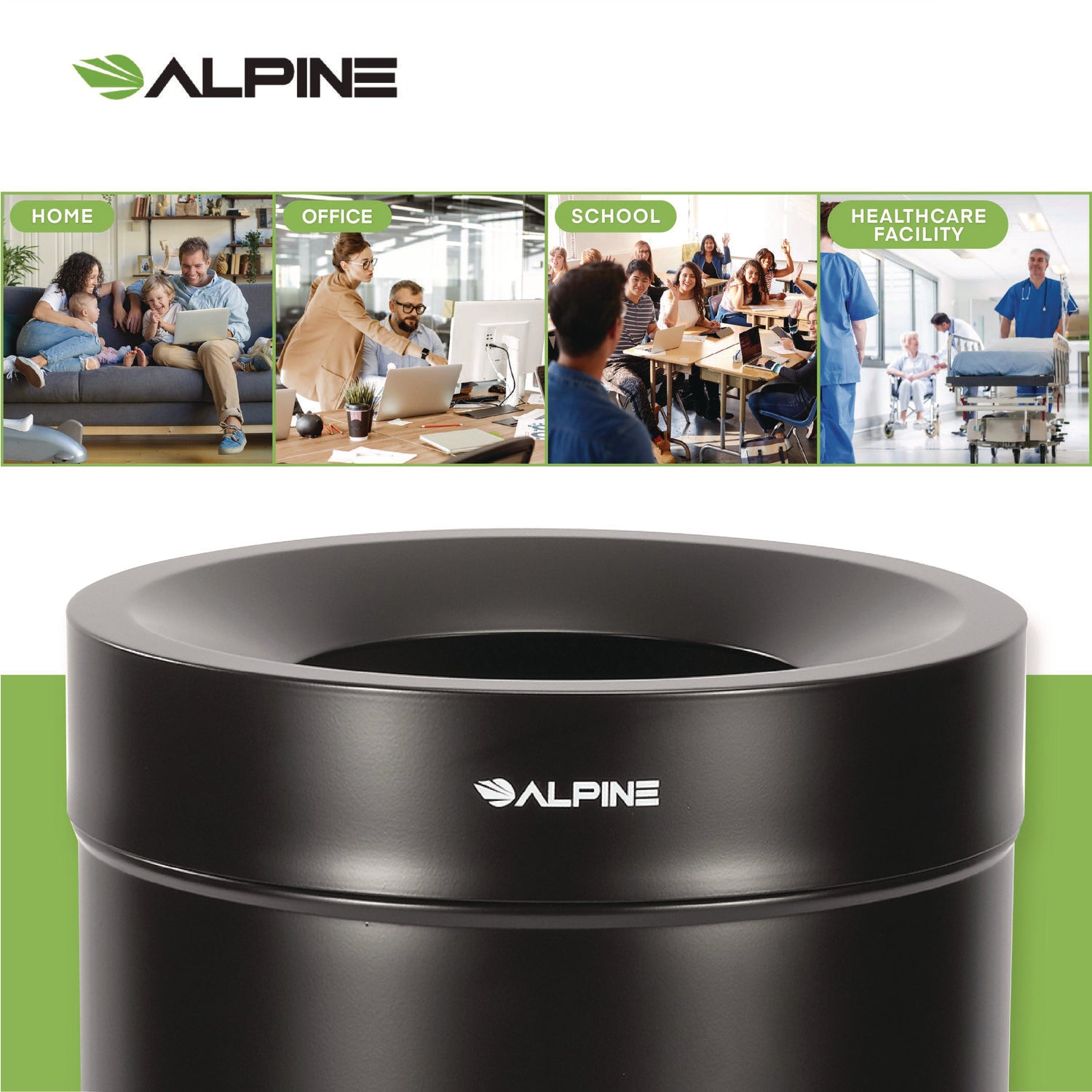 Alpine Industries 27 Gallon Black Stainless Steel Compost Can