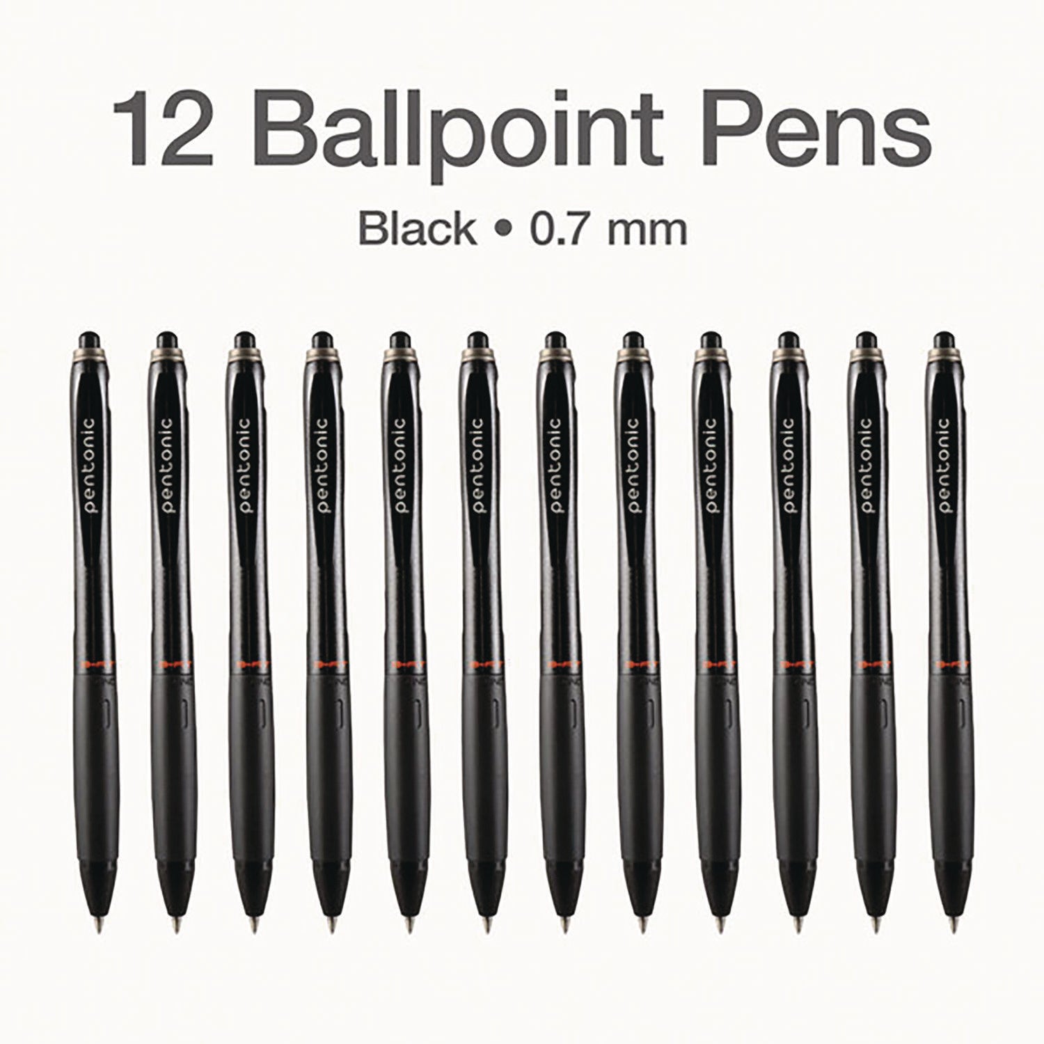 PENTONIC Retractable Ballpoint Pen, Fine 0.7 mm, Black Ink, Black Barrel, 12/Pack TOPS™ Flipcost