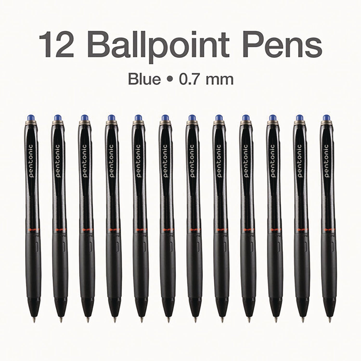 PENTONIC Retractable Ballpoint Pen, Fine 0.7 mm, Blue Ink, Blue Barrel, 12/Pack TOPS™ Flipcost