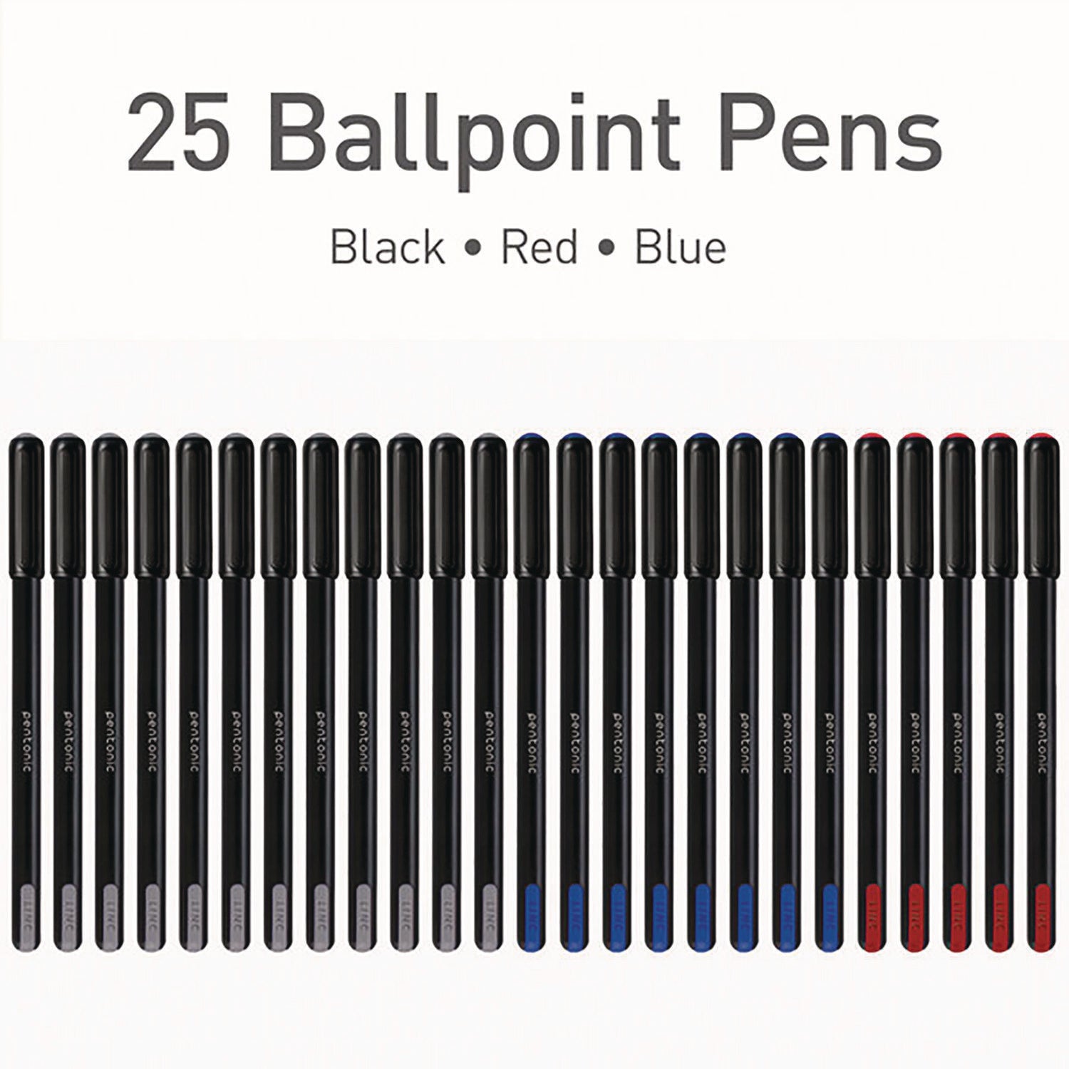 PENTONIC Fine Point Ballpoint Pens, 0.7 mm, Assorted Ink Colors, Black Barrel, 25/Pack TOPS™ Flipcost