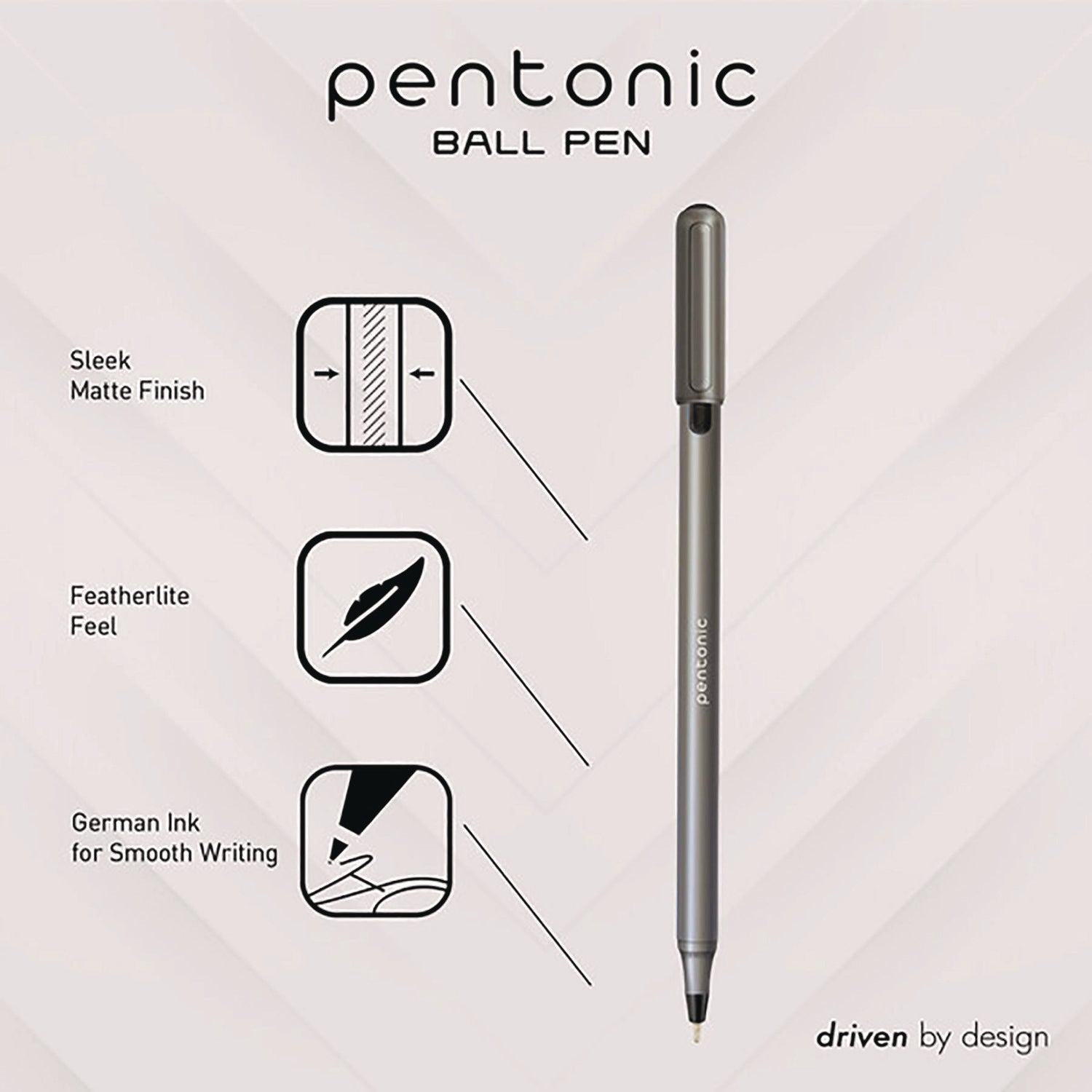 PENTONIC Medium Point Ballpoint Pen, 1 mm, Black Ink, Charcoal Barrel, 25/Pack TOPS™ Flipcost