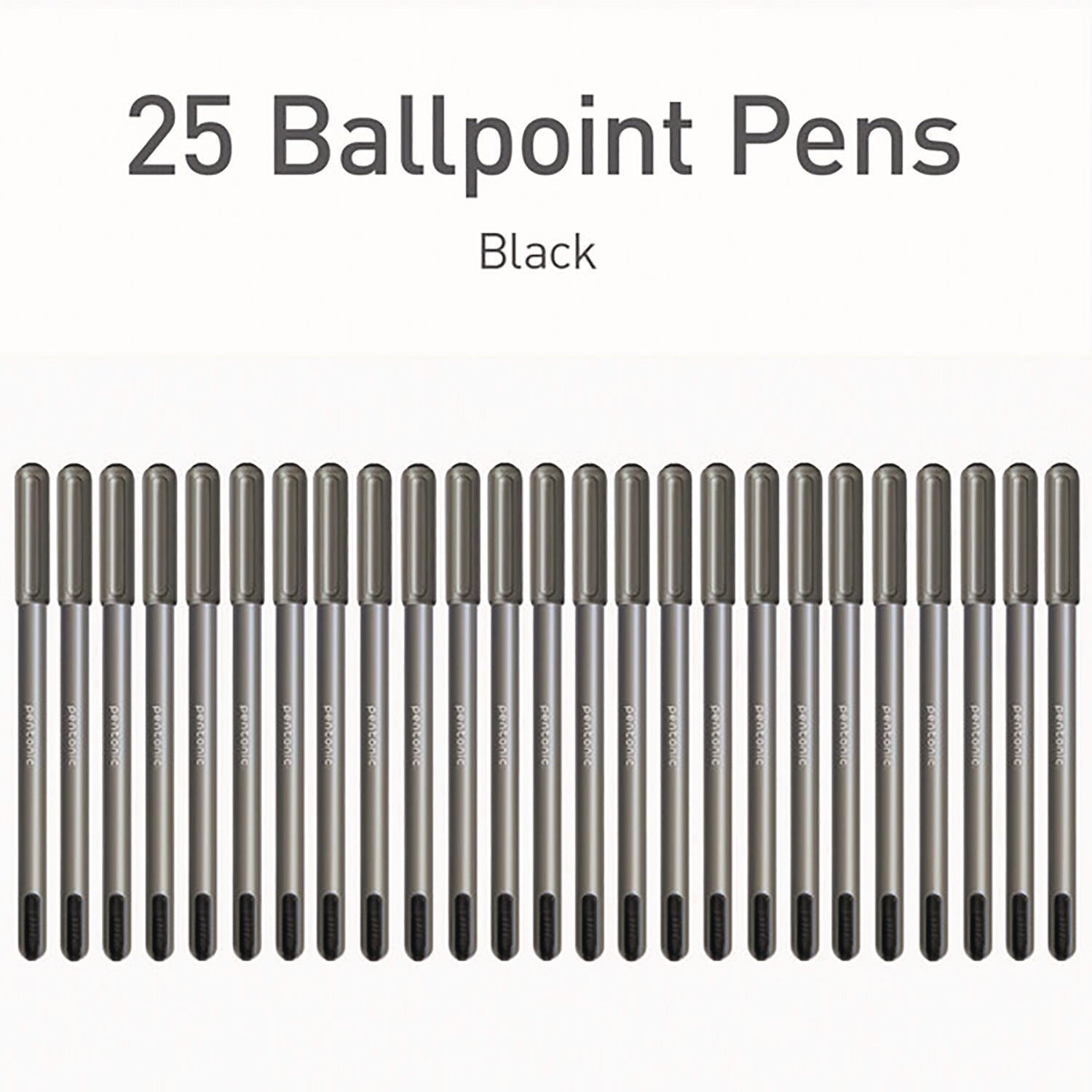 PENTONIC Medium Point Ballpoint Pen, 1 mm, Black Ink, Charcoal Barrel, 25/Pack TOPS™ Flipcost