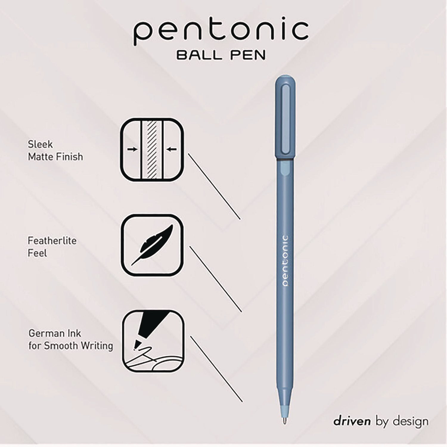 PENTONIC Frost Pen, Stick, Fine 0.7 mm, Blue Ink, Frosted Blue Barrel, 10/Pack TOPS™ Flipcost