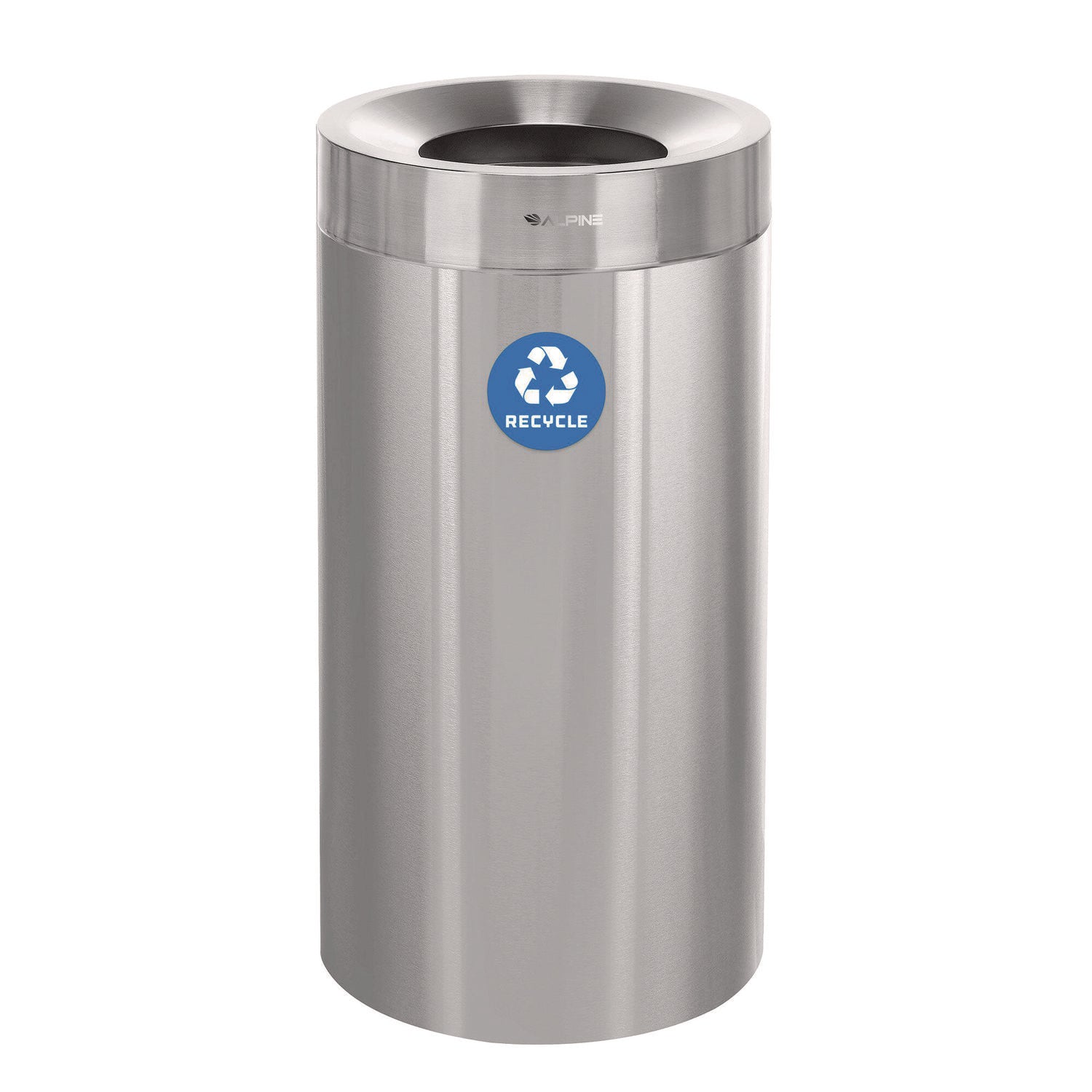 27 Gallon Stainless Steel Recycling Can, Brushed Stainless Steel