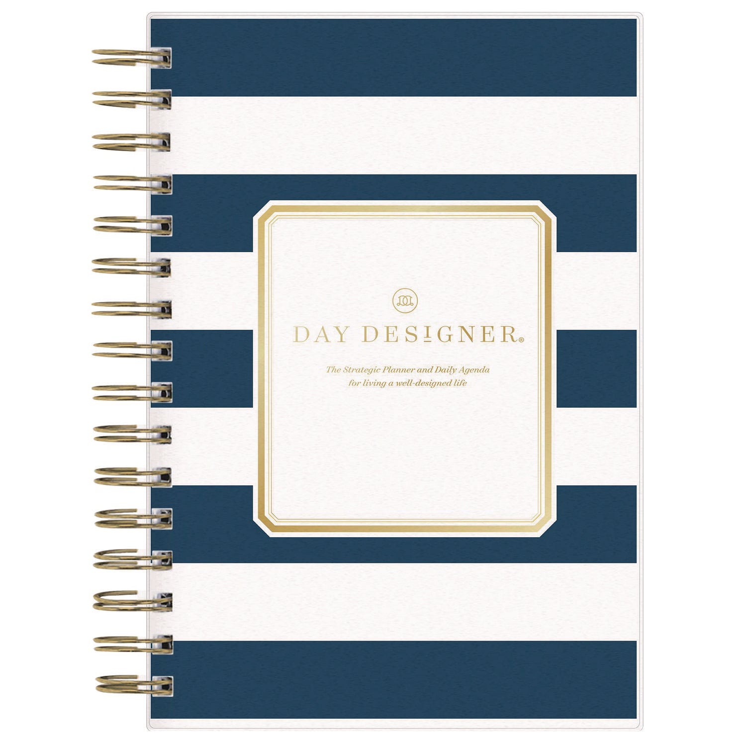 Day Designer Navy Stripe Daily/Monthly Planner, Horizontal Stripe Artwork, 8 x 5, Navy/White Cover, 12-Month (Jan-Dec): 2025 Blue Sky® Flipcost