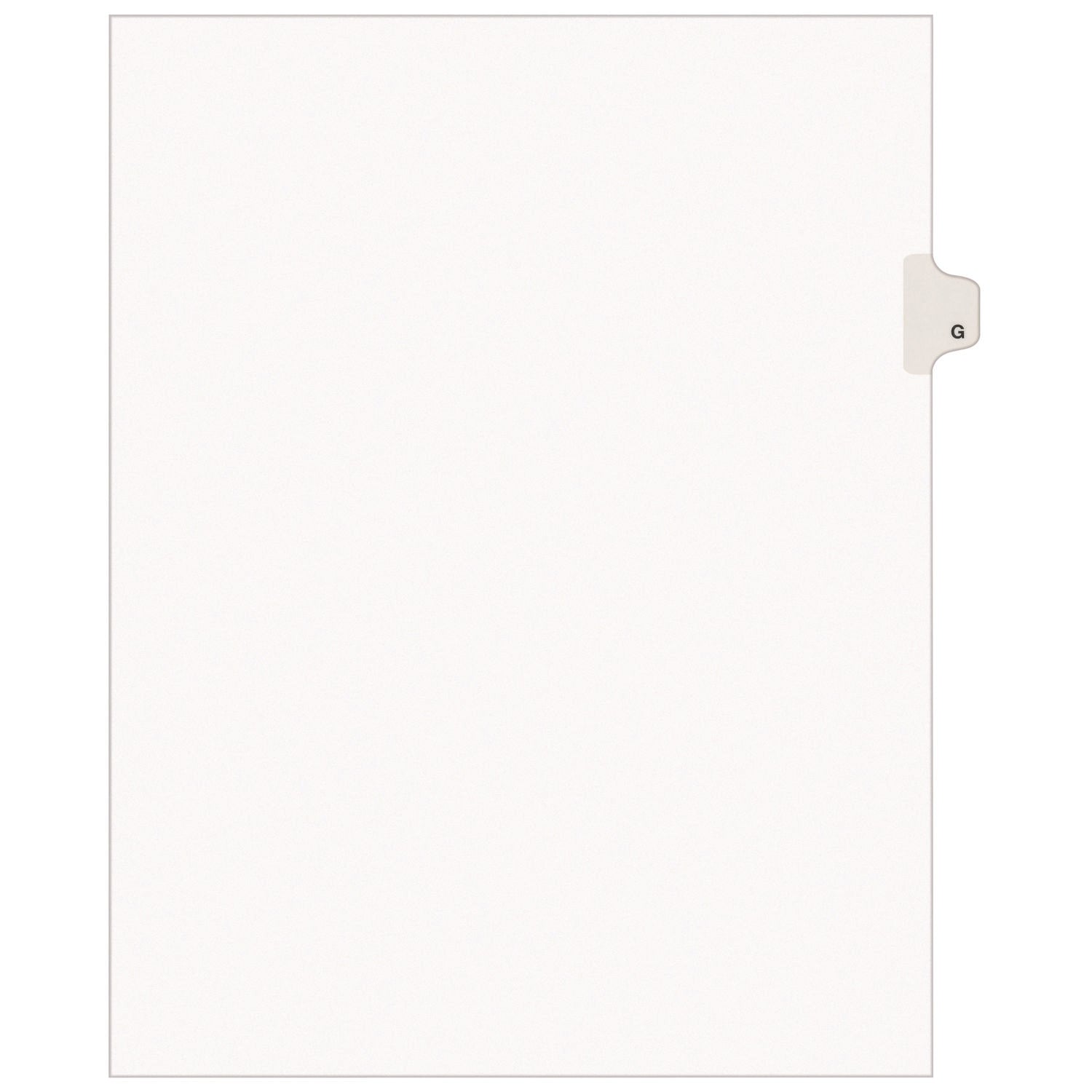 Preprinted Legal Exhibit Side Tab Index Dividers, Avery Style, 26-Tab, G, 11 x 8.5, White, 25/Set, (1407)