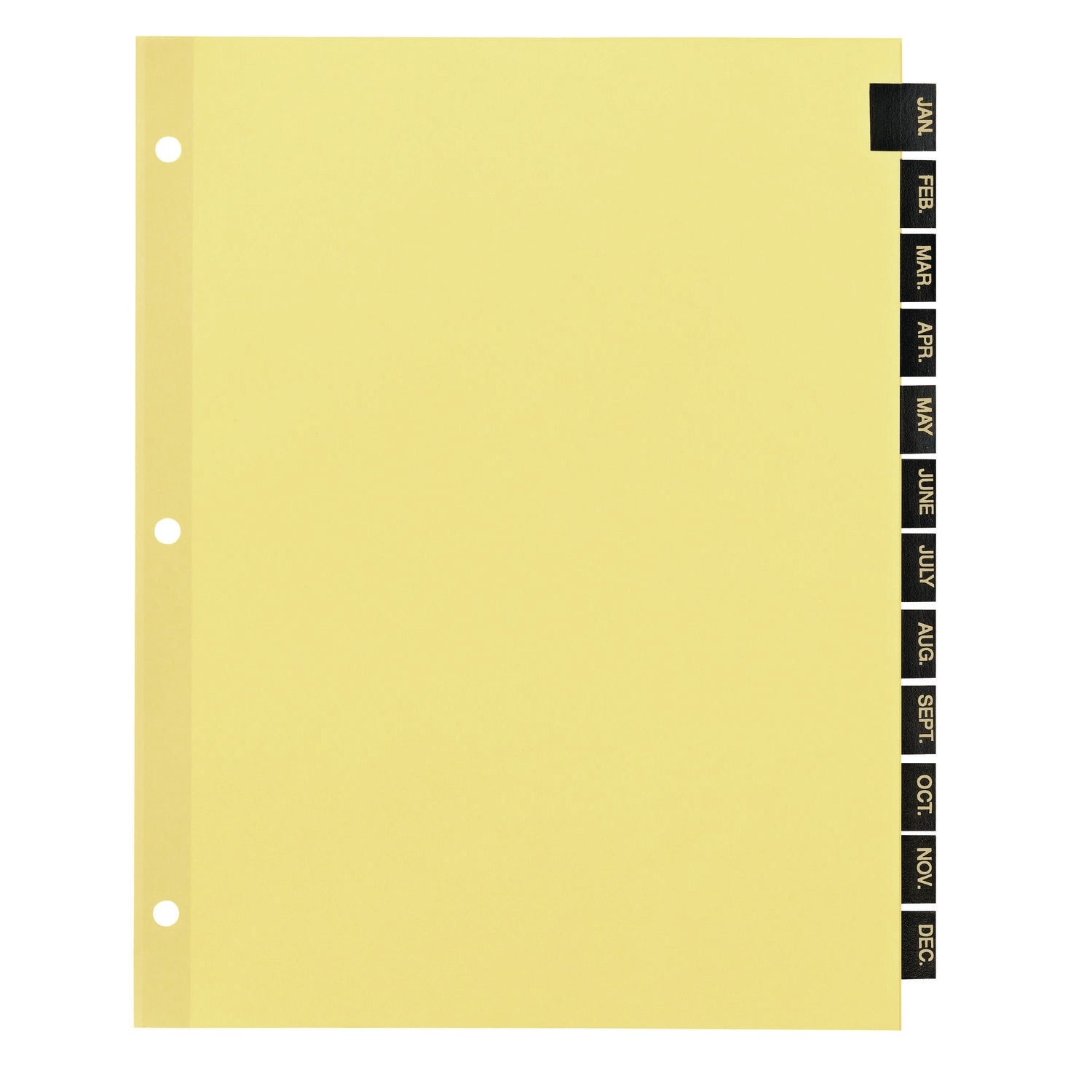 Preprinted Black Leather Tab Dividers, 12-Tab, Jan. to Dec., 11 x 8.5, Buff, 1 Set Office Essentials™ Flipcost