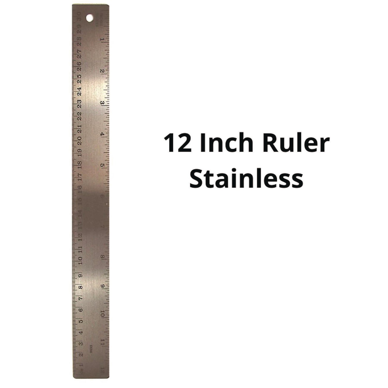 Stainless Steel Ruler, Standard/Metric, 12" Long, Silver, 72/Carton TPG Creations™ Flipcost