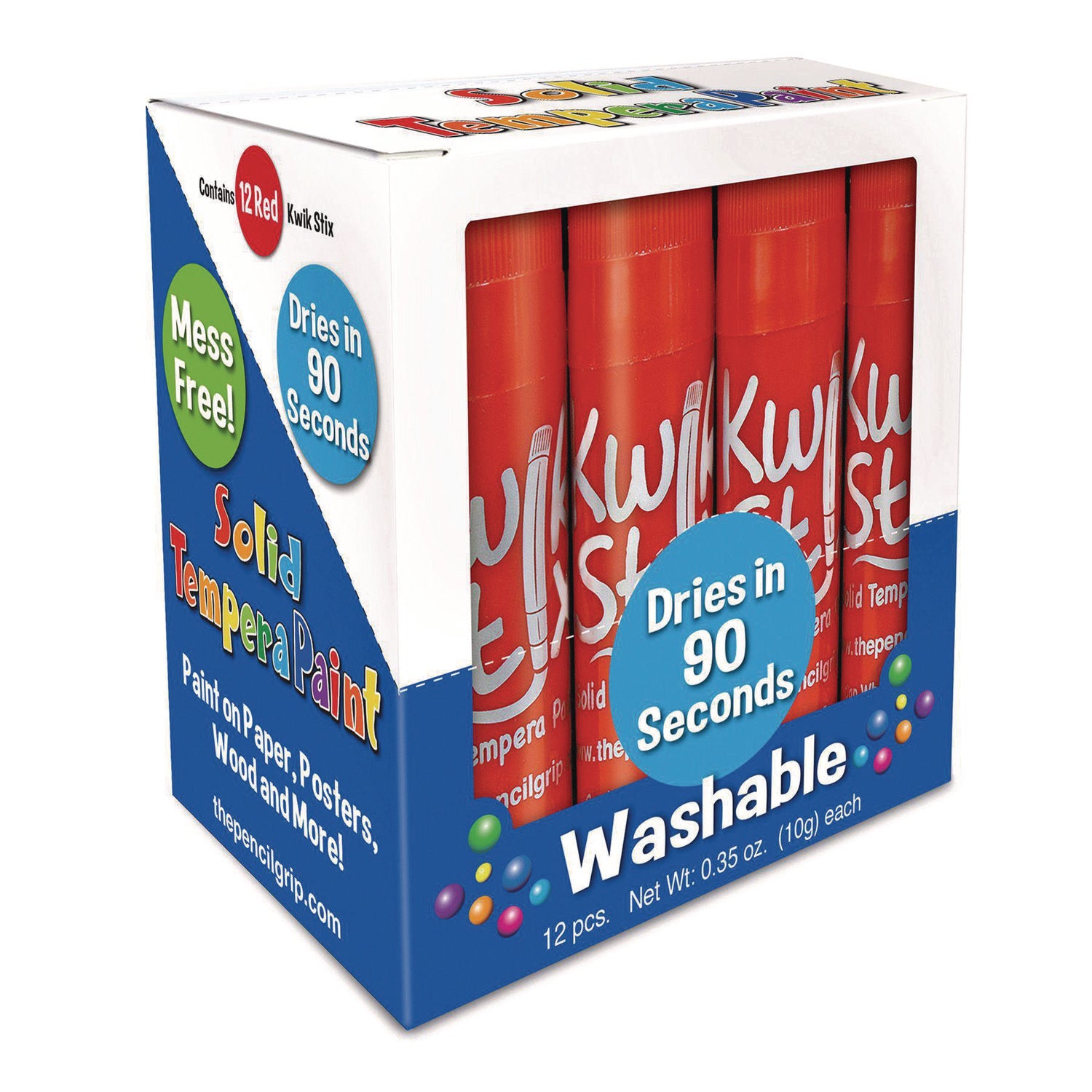 Kwik Stix Single Color Pack, 0.7" x 3.5", Red, 12/Pack, 12 Packs/Carton