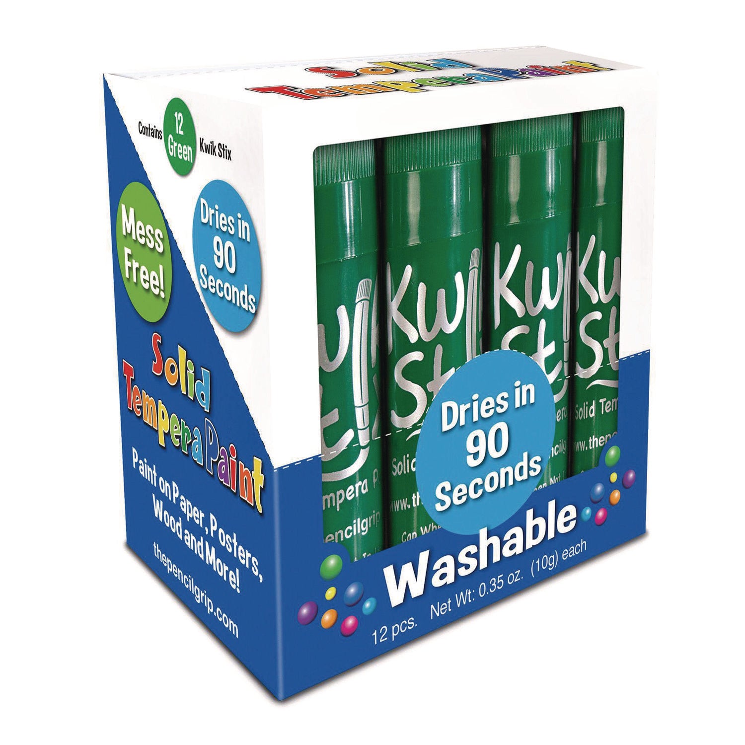 Kwik Stix Single Color Pack, 0.7" x 3.5", Green, 12/Pack, 12 Packs/Carton