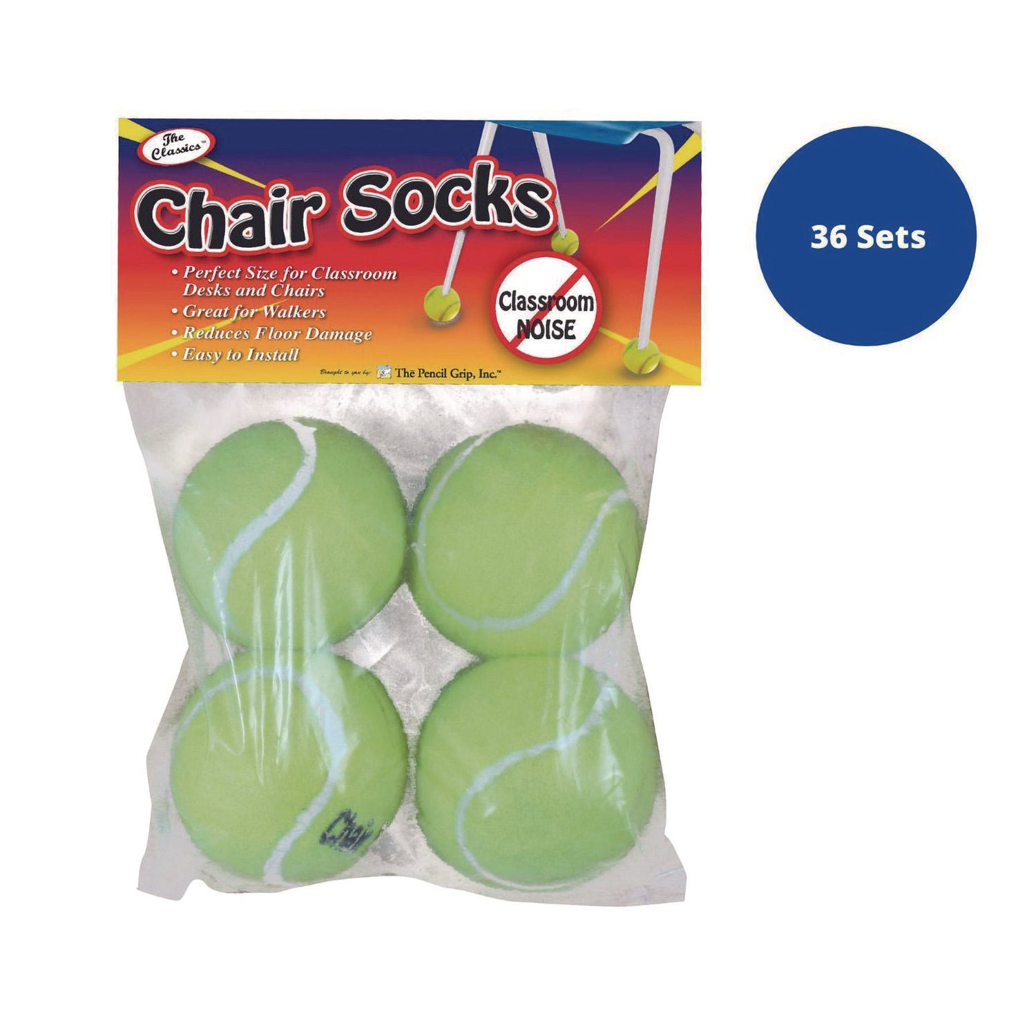 Chair Sox, 2.5", Yellow Felt/Rubber, 4/Pack, 36 Packs/Carton TPG Creations™ Flipcost