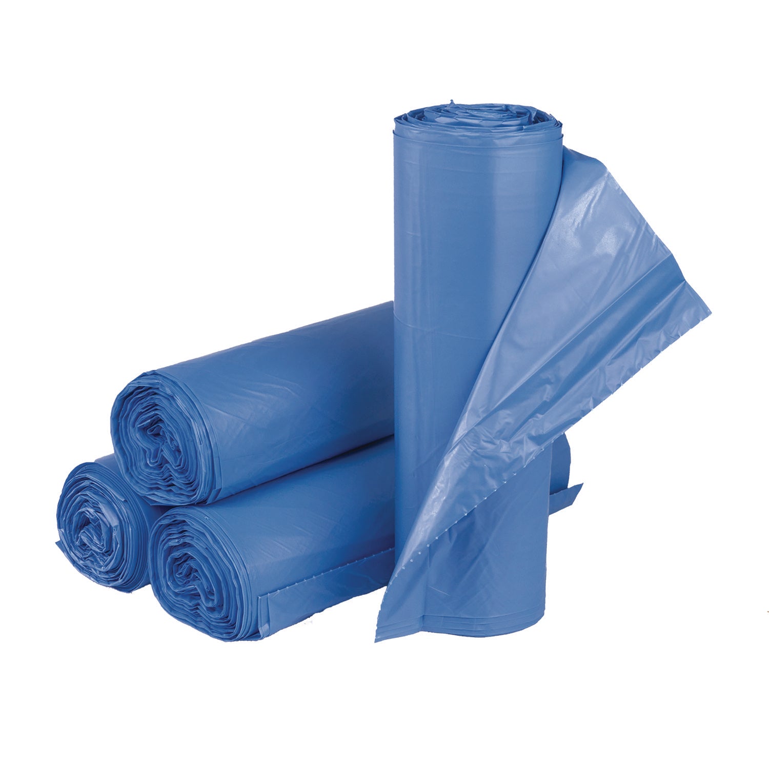 High-Density Commercial Can Liners, 60 gal, 18 mic, 40" x 48", Blue, 200/Carton