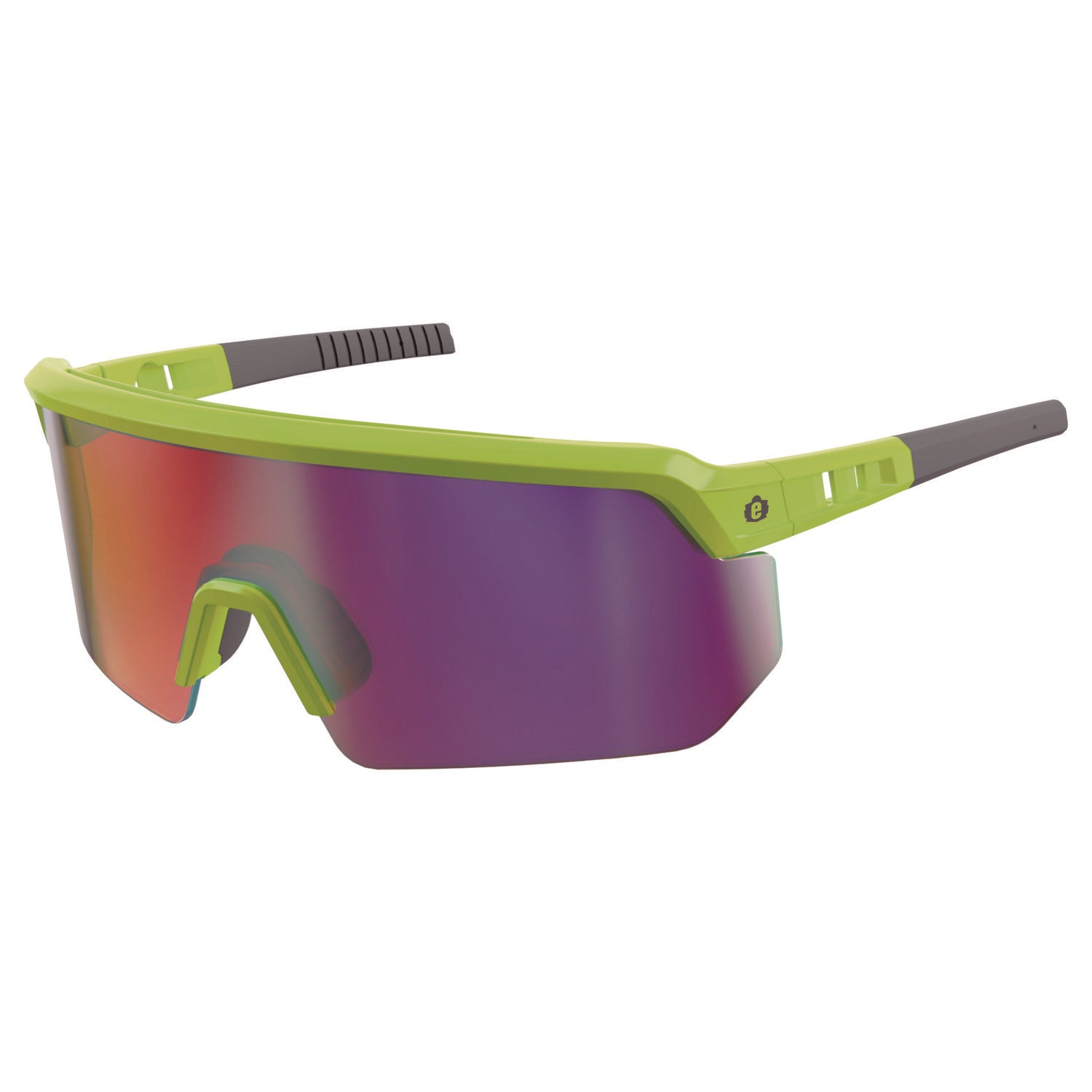 Skullerz AEGIR-AFASPM Anti-Scratch and Enhanced Anti-Fog Safety Glasses, Lime Frame, Purple Mirror, Polycarb Lens