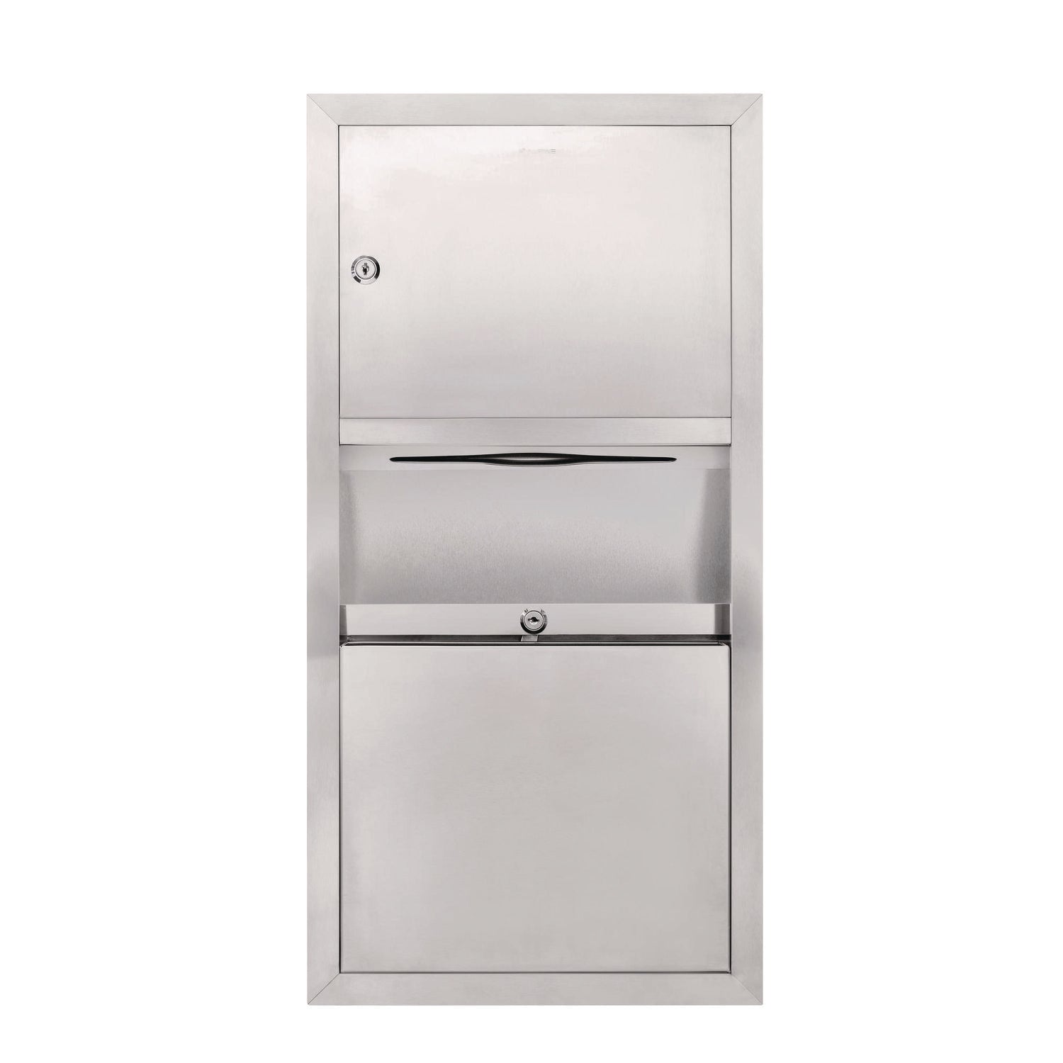 Stainless Steel Surface-Mounted Paper Towel Dispenser with Waste Receptacle, 28 x 4 x 14