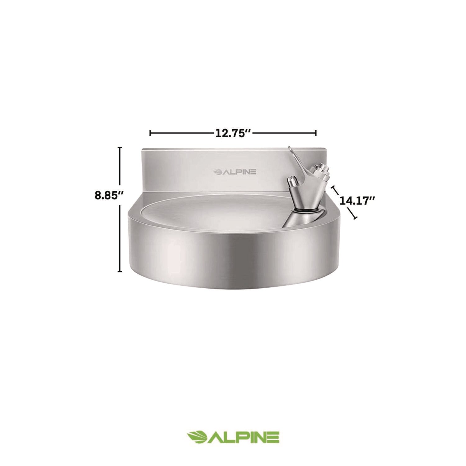 Wall-Mounted Indoor/Outdoor Water Fountain, Single-Level, Non-Filtered, Non-Refrigerated, Silver Alpine Industries Flipcost