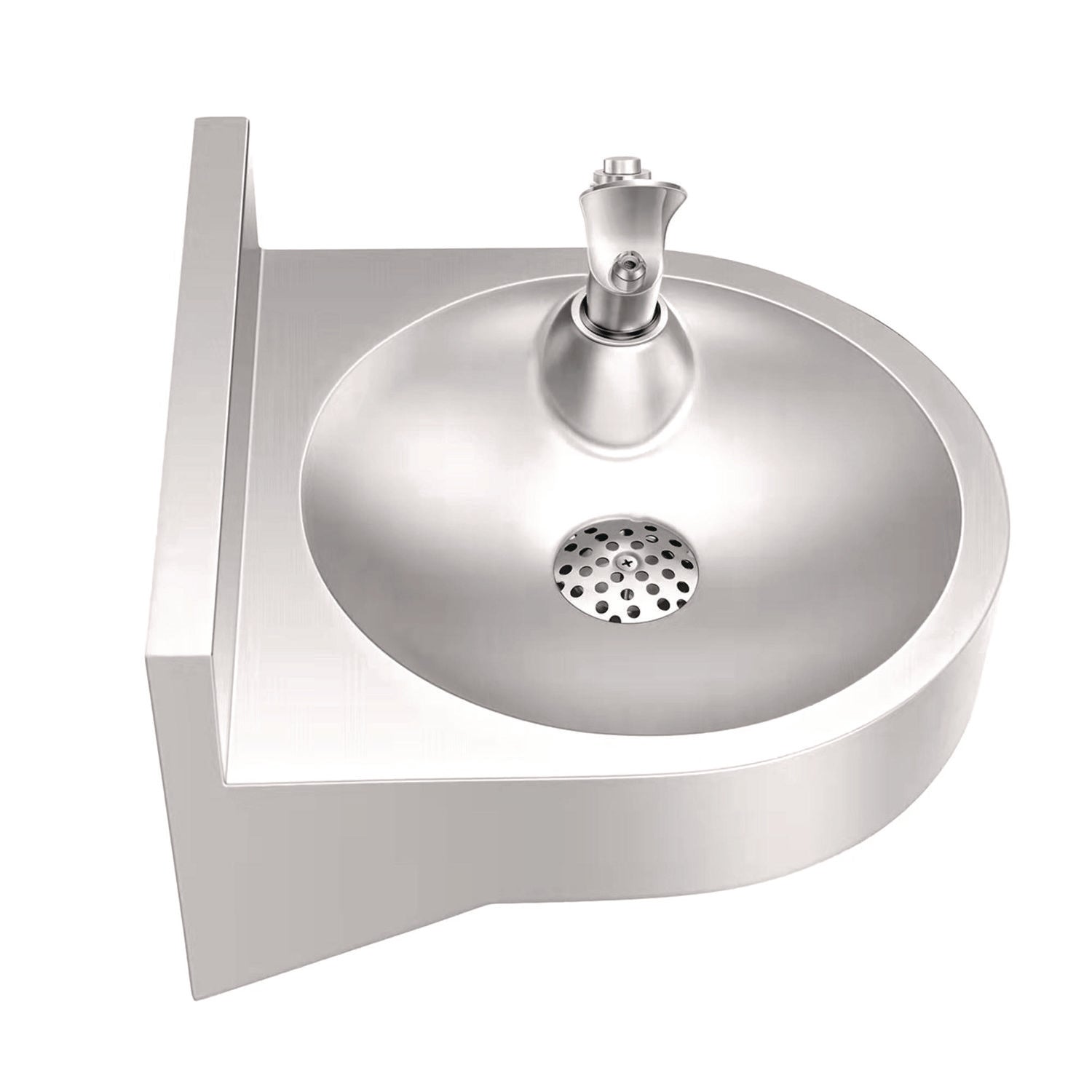 Wall-Mounted Indoor/Outdoor Water Fountain, Single-Level, Non-Filtered, Non-Refrigerated, Silver