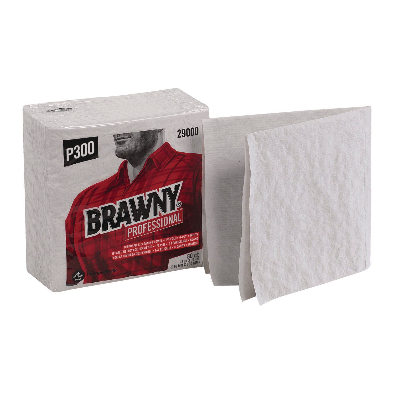 All Purpose Wipers, 3-Ply, 13 x 13, White, 80 Wipers/Pack, 12 Packs/Carton Brawny® Professional Flipcost