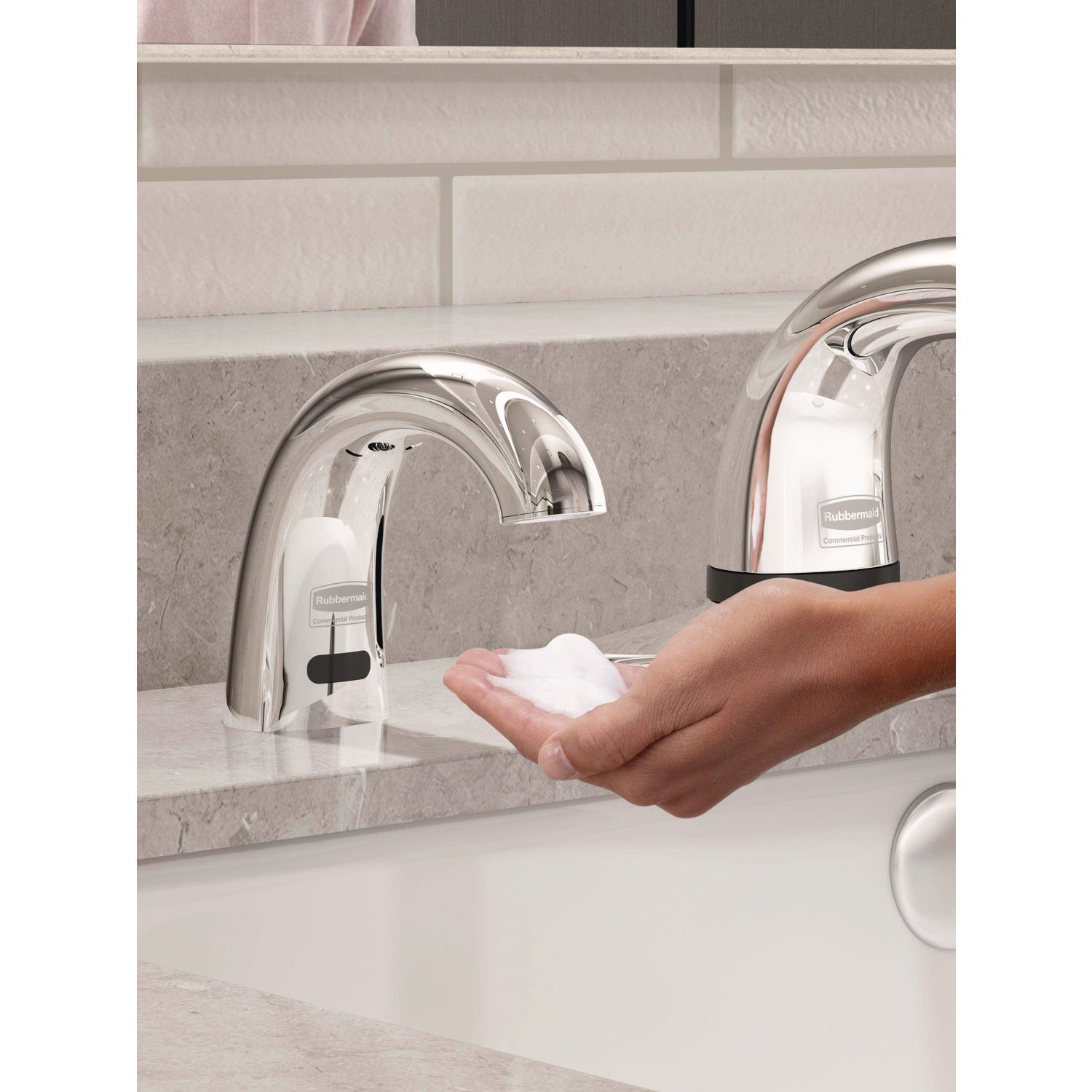 One Shot Soap Dispenser - Touch Free, 1.9 x 5.5 x 4, Polished Chrome, 10/Carton Rubbermaid® Commercial Flipcost