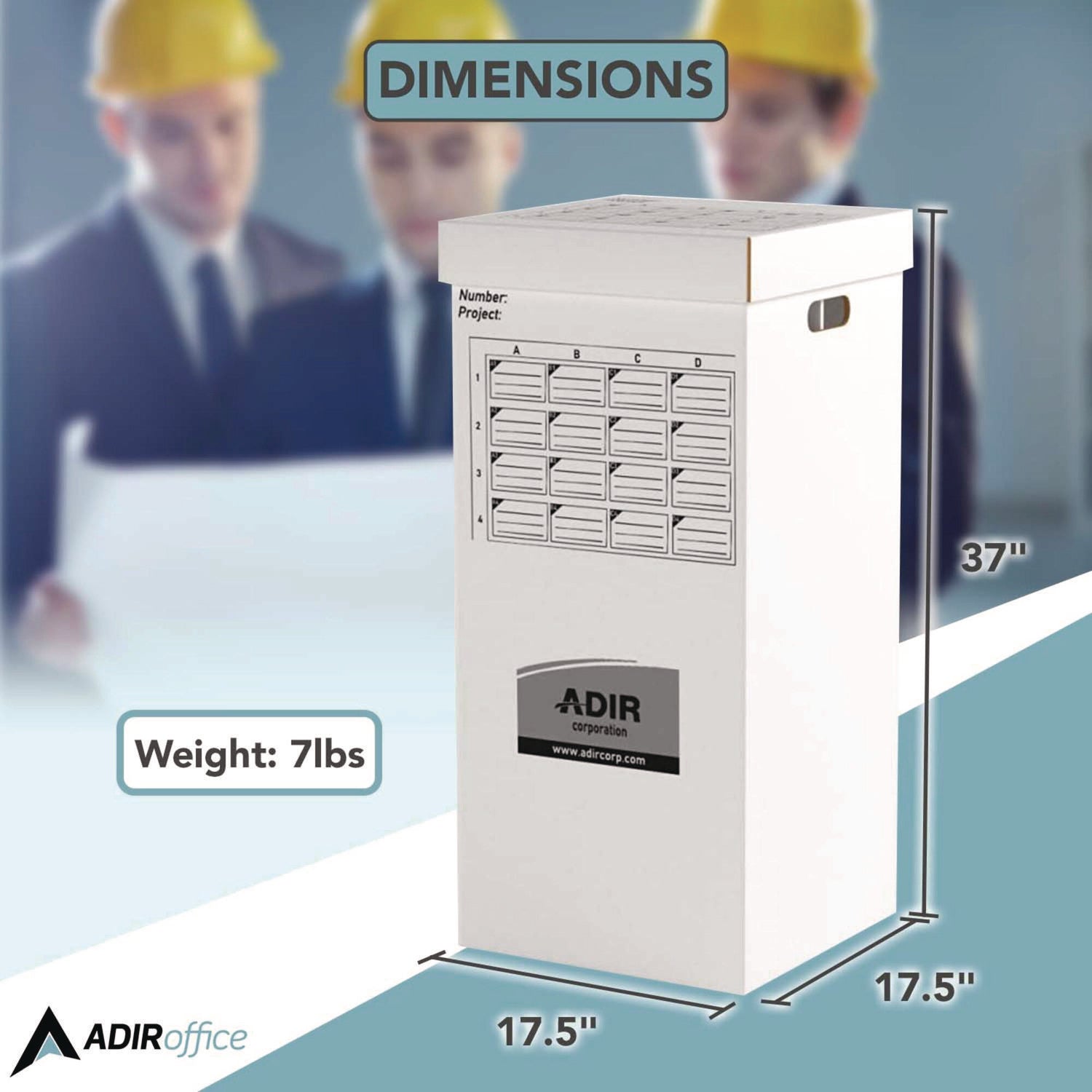 16 Slot Blueprint Rolled File Upright Storage Box, 16 Compartments, 17.5 x 17.5 x 37, White AdirOffice Flipcost