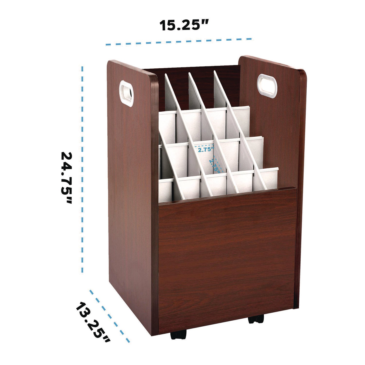 20-Slot Mobile Rolling Wood Blueprint Storage Cabinet Roll File Large Document Organizer, 15.25 x 13.25 x 24.75, Mahogany AdirOffice Flipcost