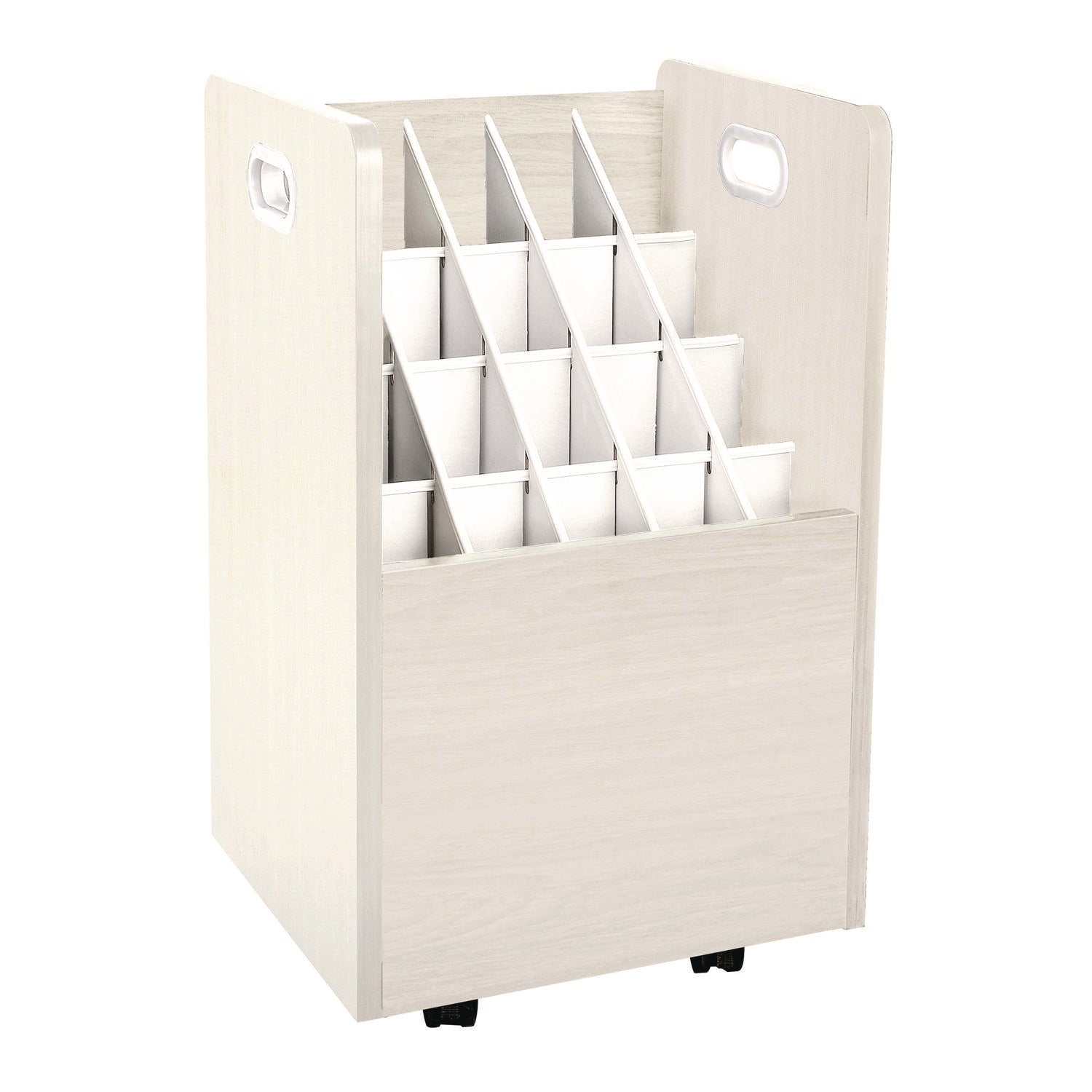 20-Slot Mobile Rolling Wood Blueprint Storage Cabinet Roll File Large Document Organizer, 15.25 x 13.25 x 24.75, White