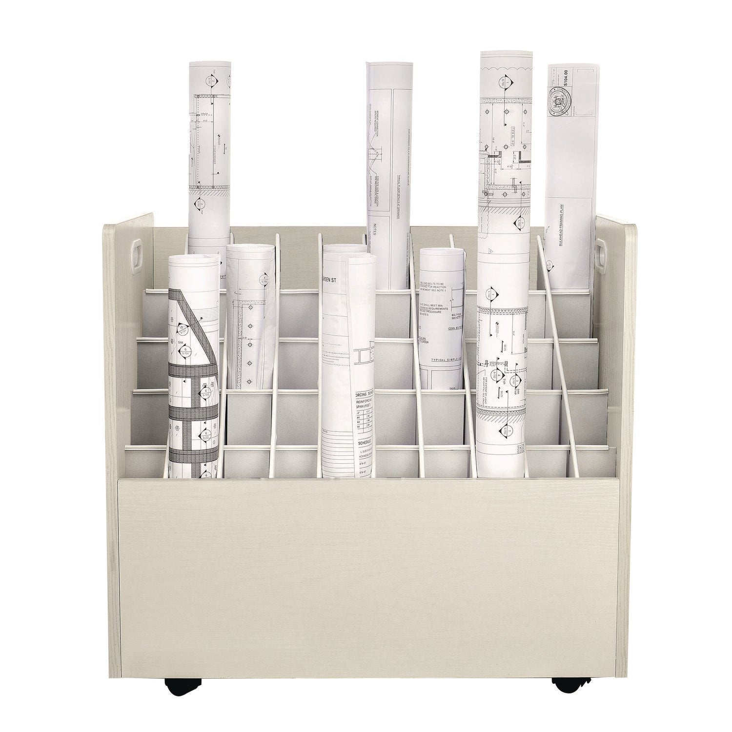 50-Compartment Mobile Wood Blueprint Rolled File Storage Organizer, 50 Compartments, 30 x 15.75 x 28.5, White AdirOffice Flipcost