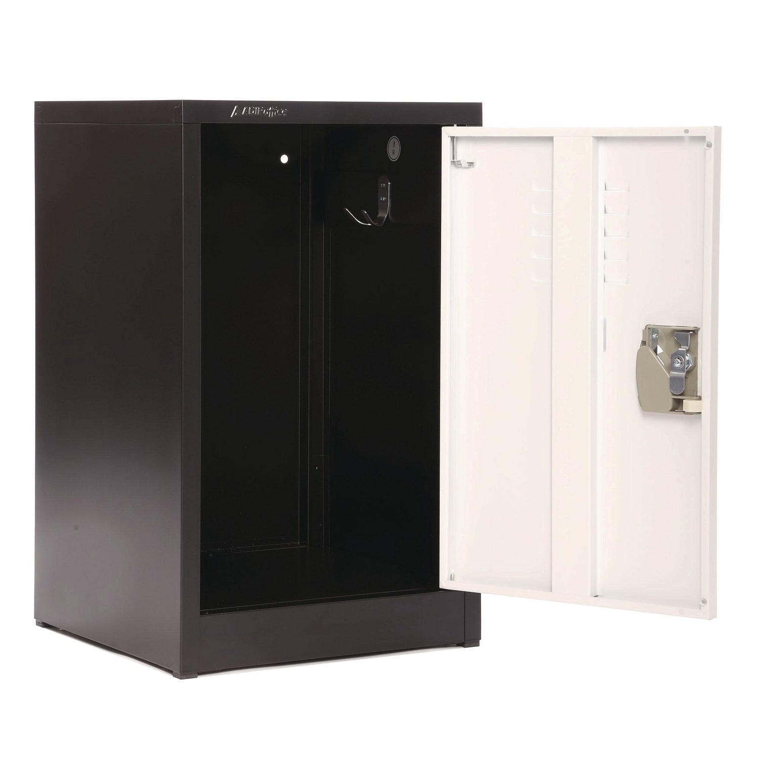 Steel Storage Locker, 1 Compartment, 15 x 15 x 24, Black Body/White Doors AdirOffice Flipcost