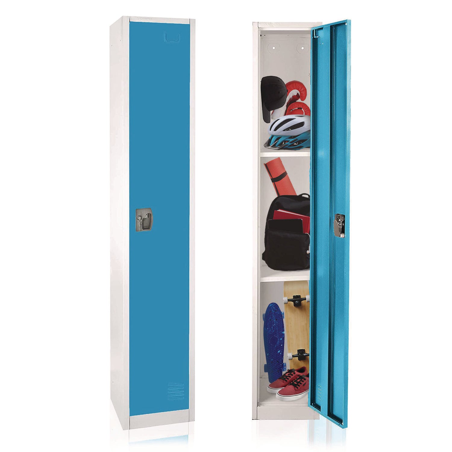 Steel Storage Locker, 1 Compartment, 12 x 12 x 72, Blue AdirOffice Flipcost