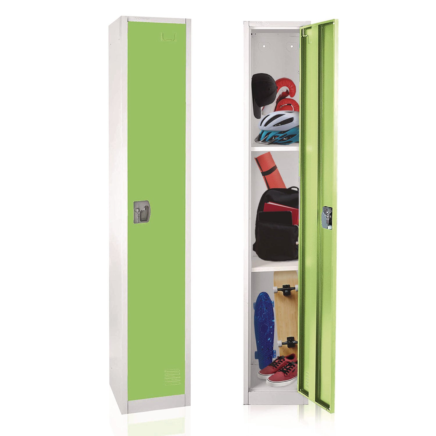 Steel Storage Locker, 1 Compartment, 12 x 12 x 72, Green AdirOffice Flipcost