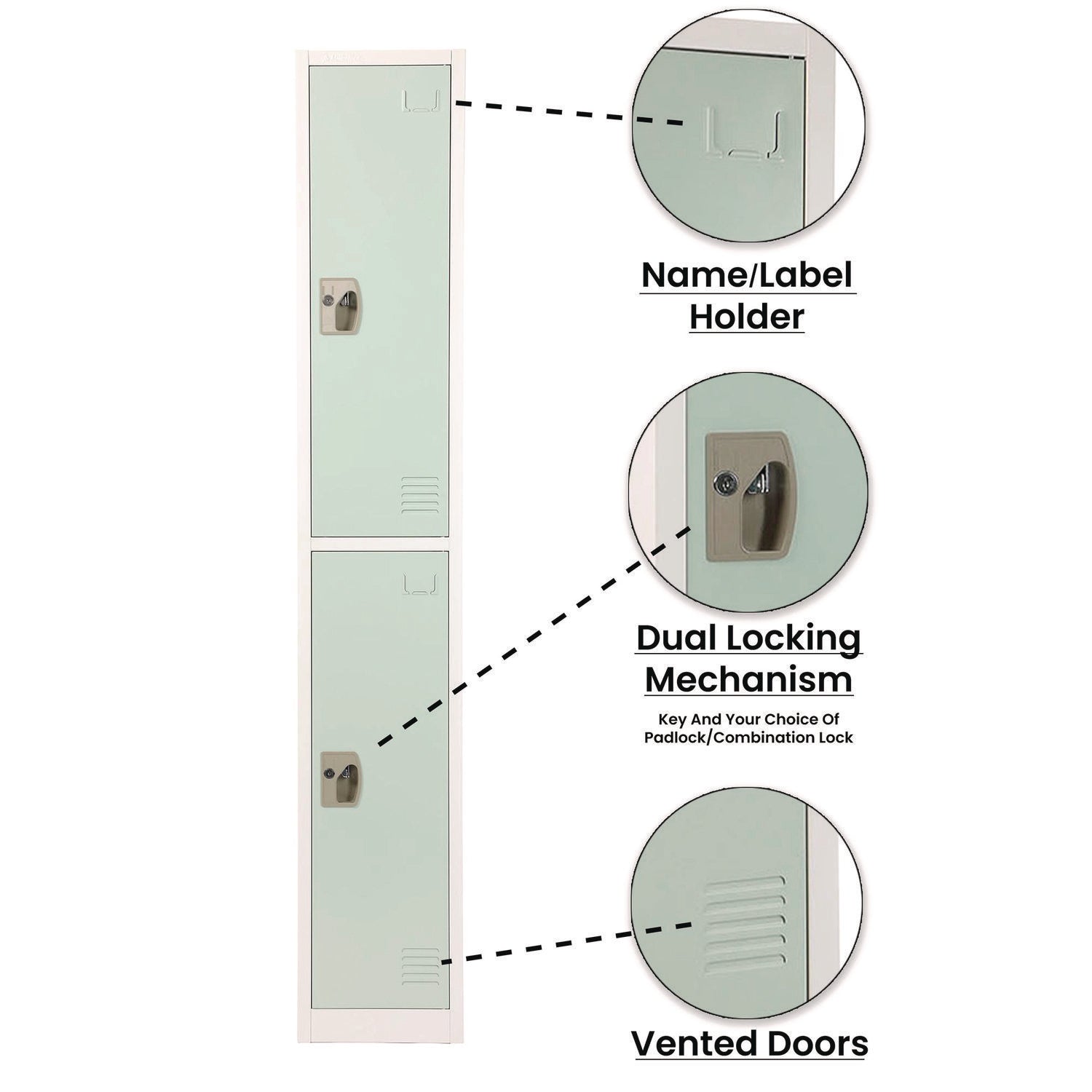 Steel Storage Locker, 2 Compartment, 12 x 12 x 72, Misty Green AdirOffice Flipcost