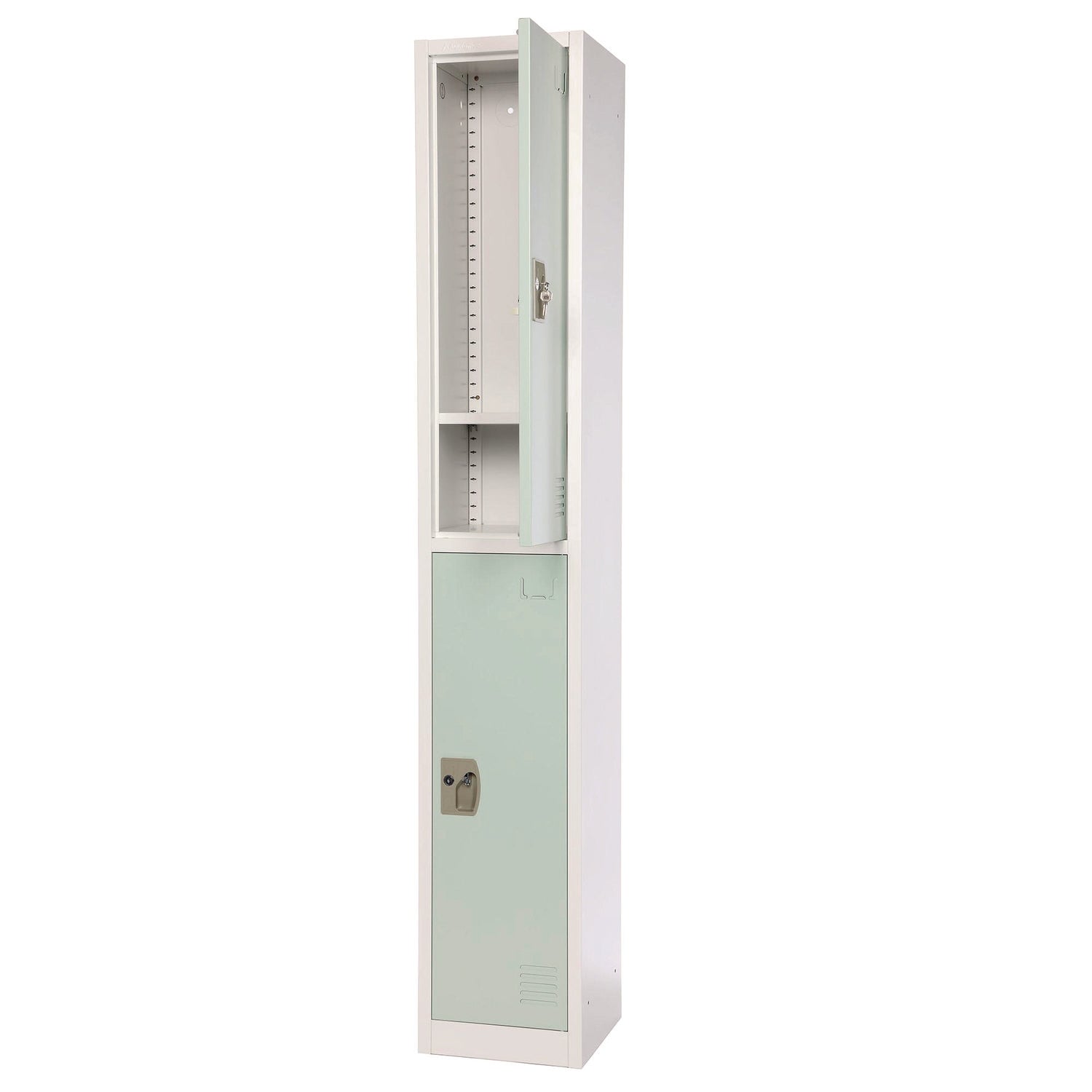 Steel Storage Locker, 2 Compartment, 12 x 12 x 72, Misty Green AdirOffice Flipcost