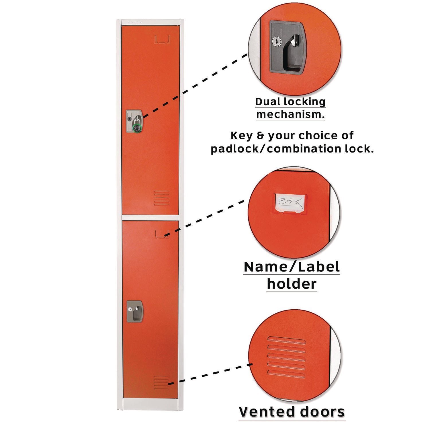 Steel Storage Locker, 2 Compartment, 12 x 12 x 72, Red AdirOffice Flipcost