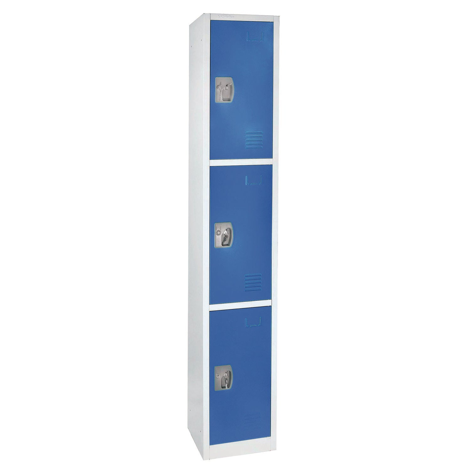 Steel Storage Locker, 3 Compartment, 12 x 12 x 72, Blue AdirOffice Flipcost