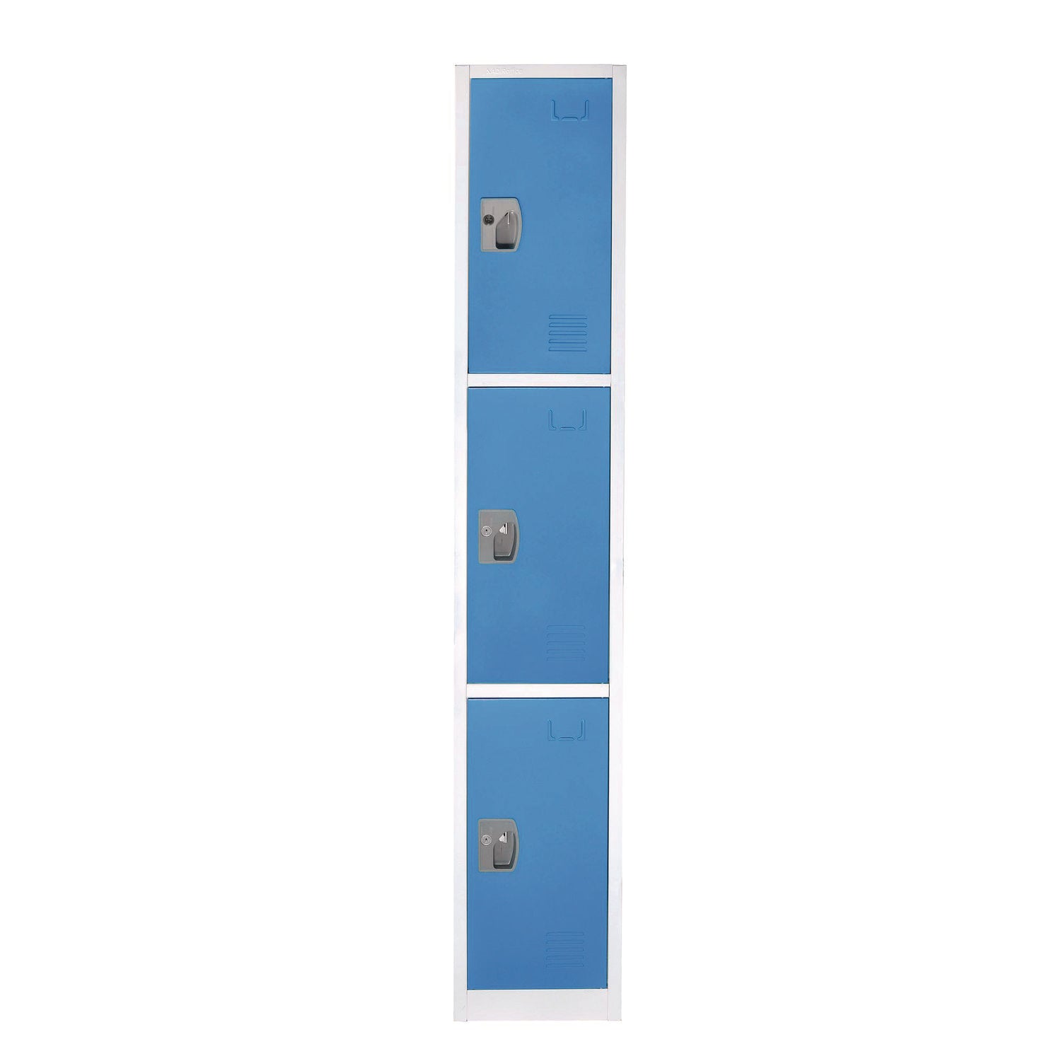 Steel Storage Locker, 3 Compartment, 12 x 12 x 72, Blue