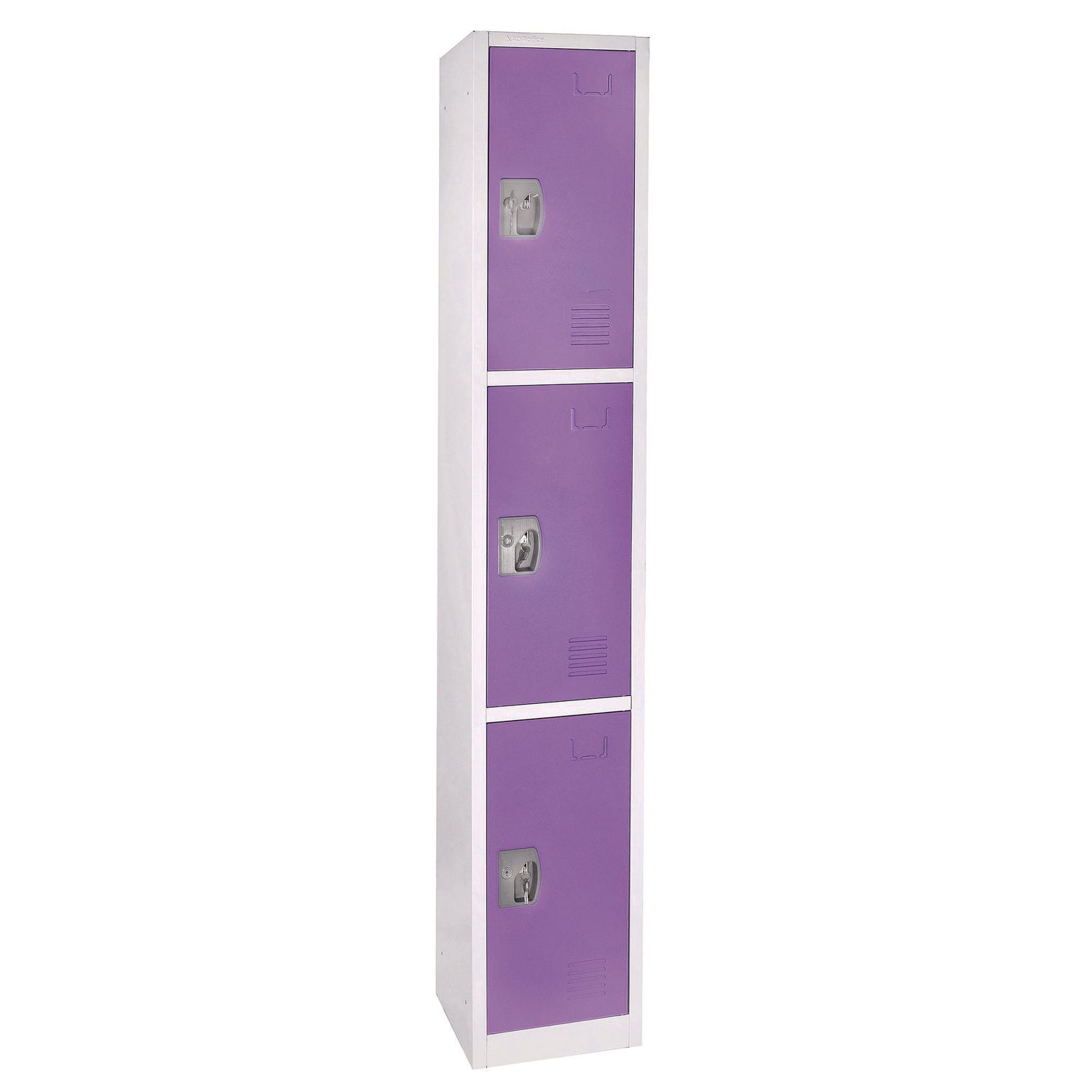 Steel Storage Locker, 3 Compartment, 12 x 12 x 72, Purple AdirOffice Flipcost