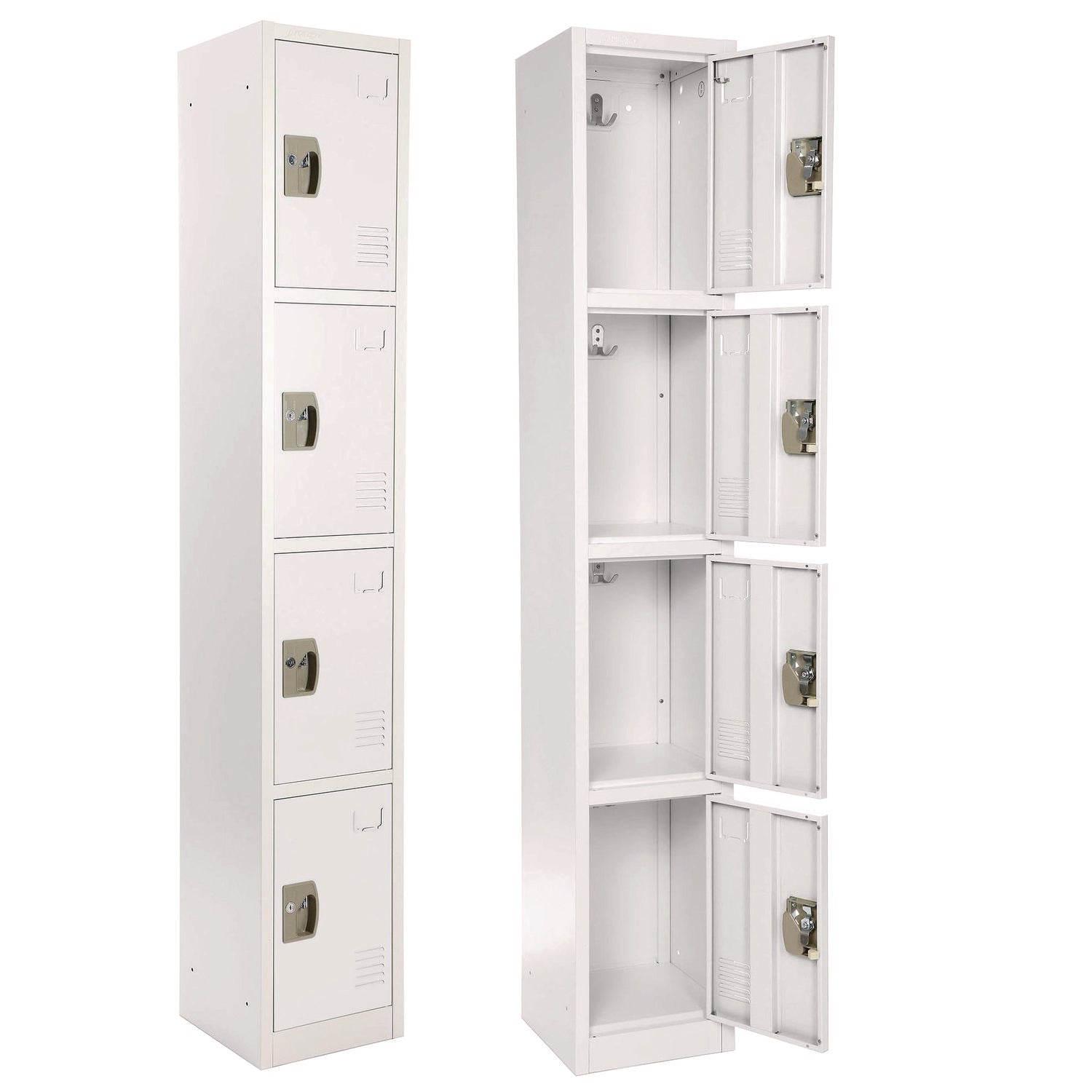 Steel Storage Locker, 4 Compartment, 12 x 12 x 72, White AdirOffice Flipcost