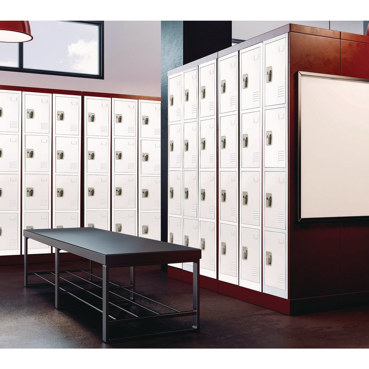 Steel Storage Locker, 4 Compartment, 12 x 12 x 72, White AdirOffice Flipcost