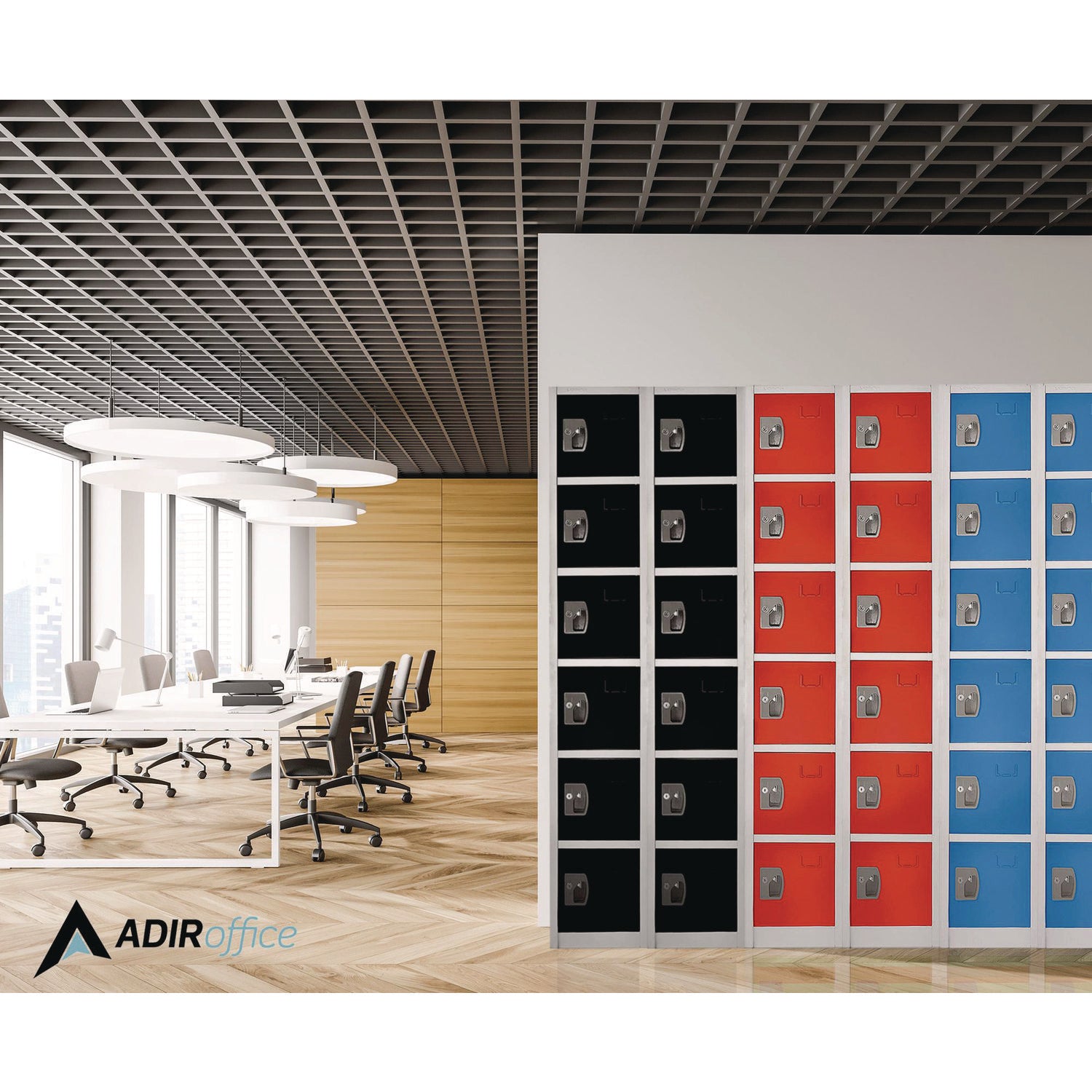 Steel Storage Locker, 6 Compartment, 12 x 12 x 72, Black AdirOffice Flipcost