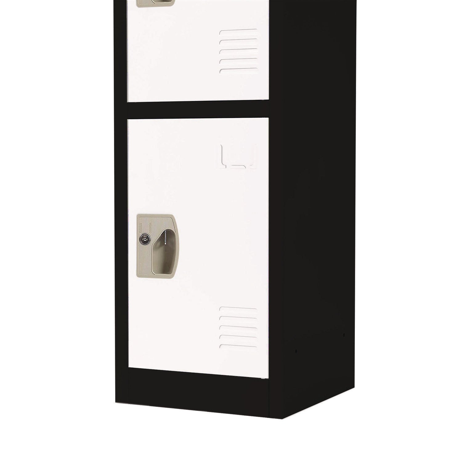 Steel Storage Locker, 4 Compartment, 12 x 12 x 72, Black Body/White Doors AdirOffice Flipcost